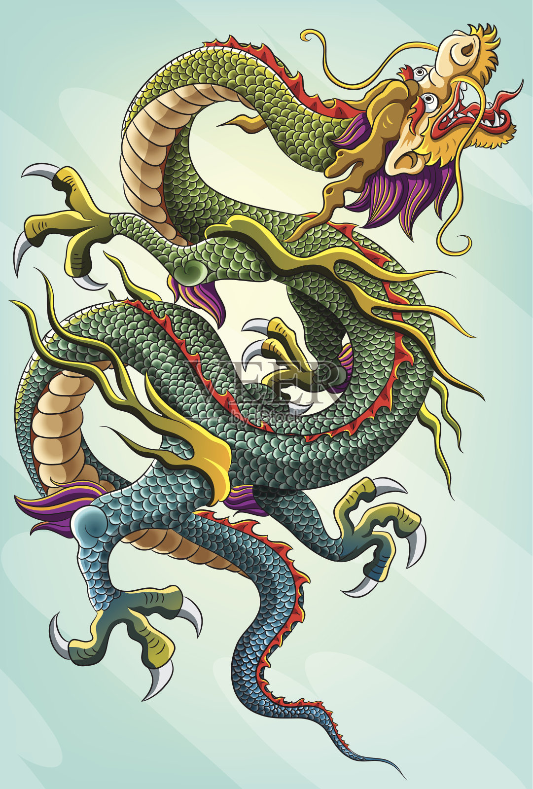 中国龙的画插画图片素材