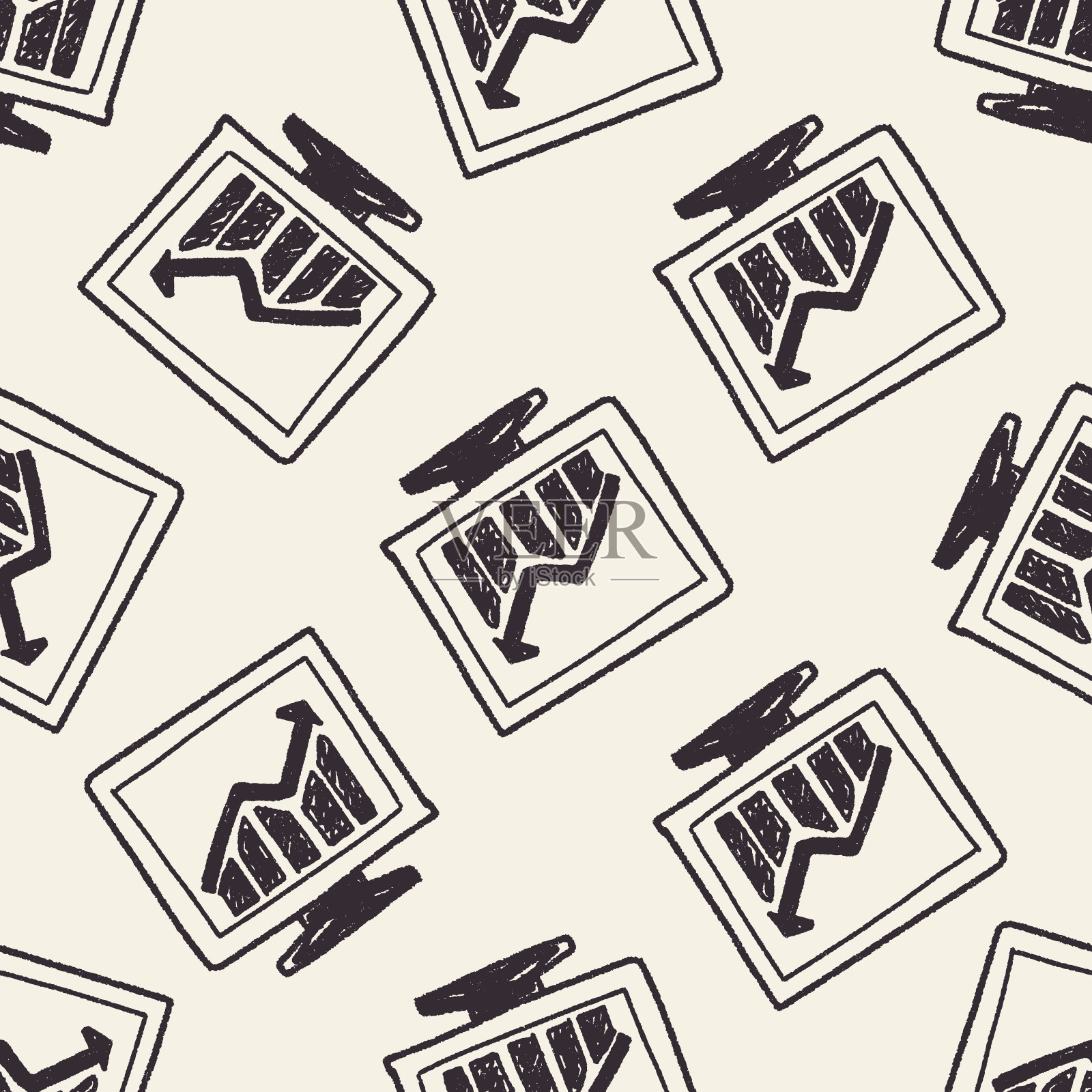 涂鸦屏幕增长无缝图案背景插画图片素材