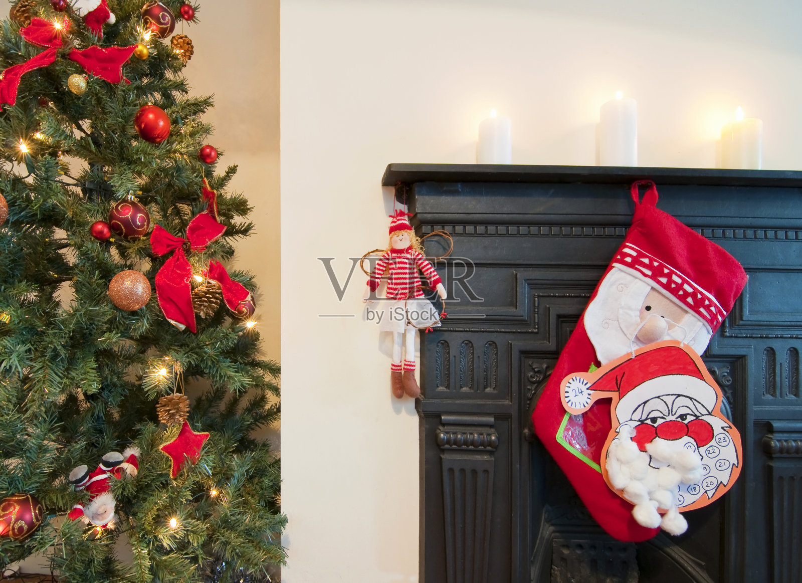 圣诞老人袜子照片摄影图片