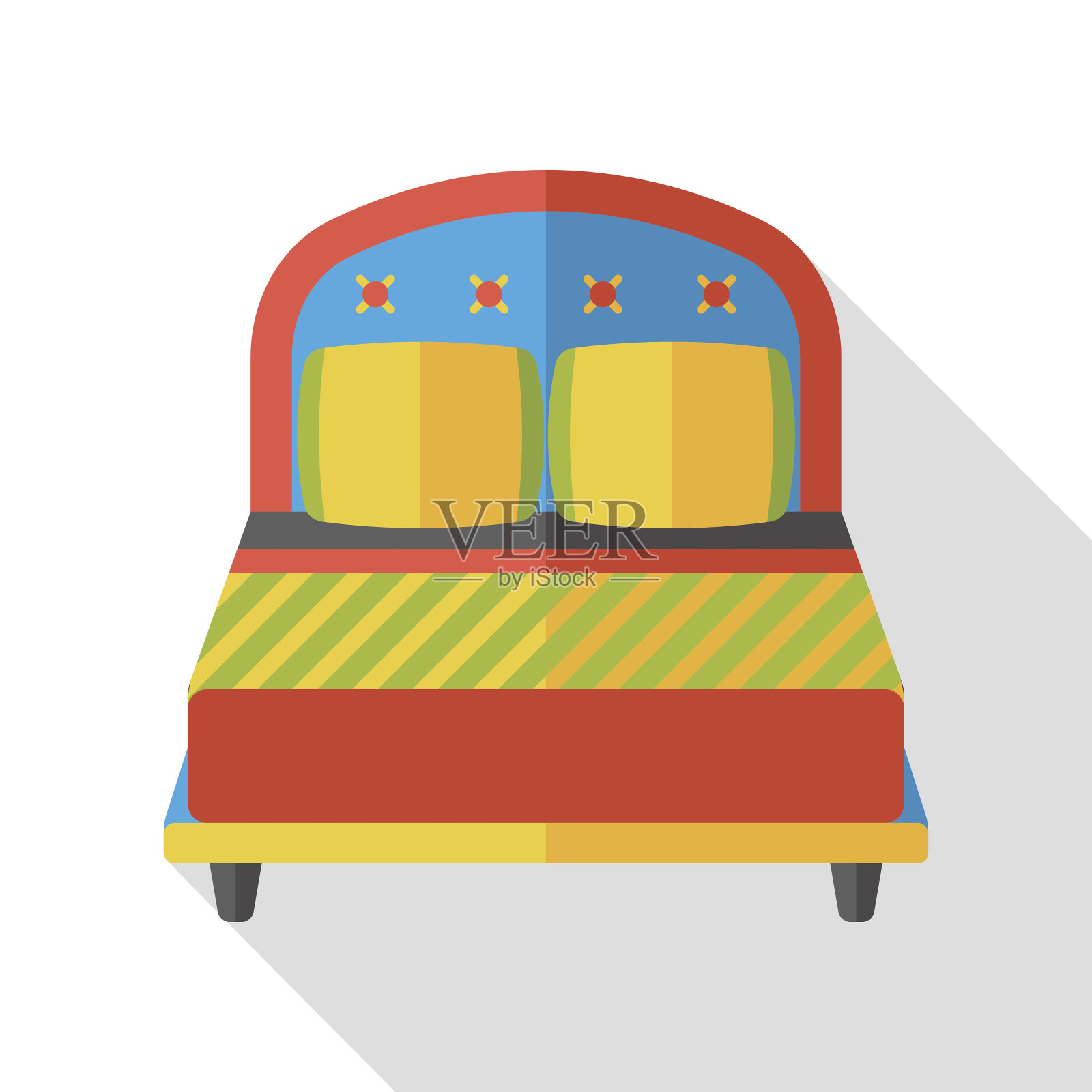 酒店床平图标插画图片素材