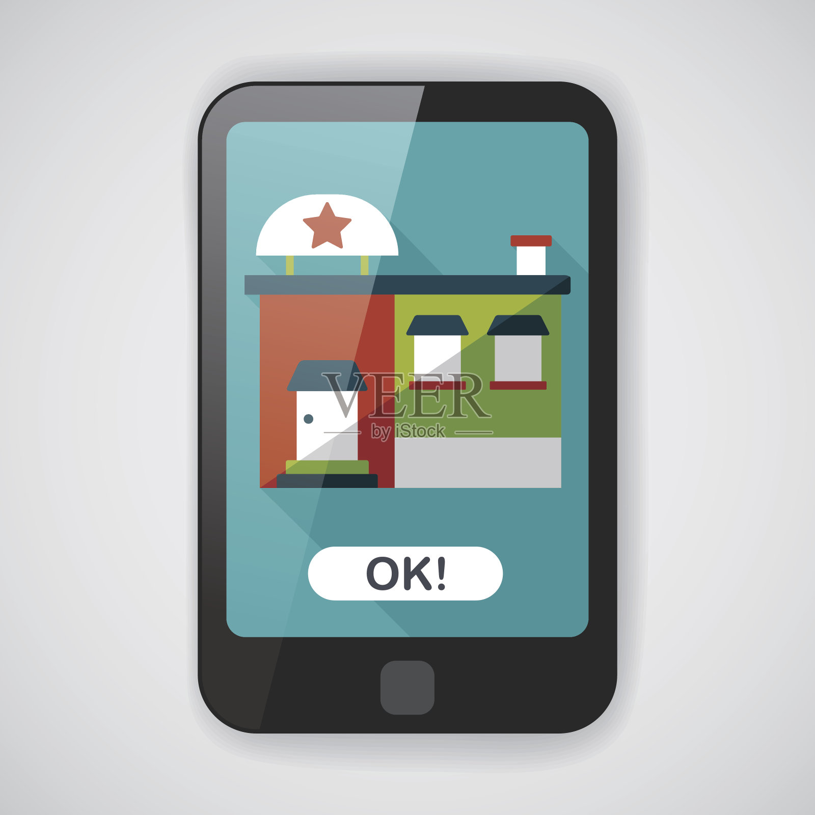 建筑工厂平面图标与长影子,eps10插画图片素材