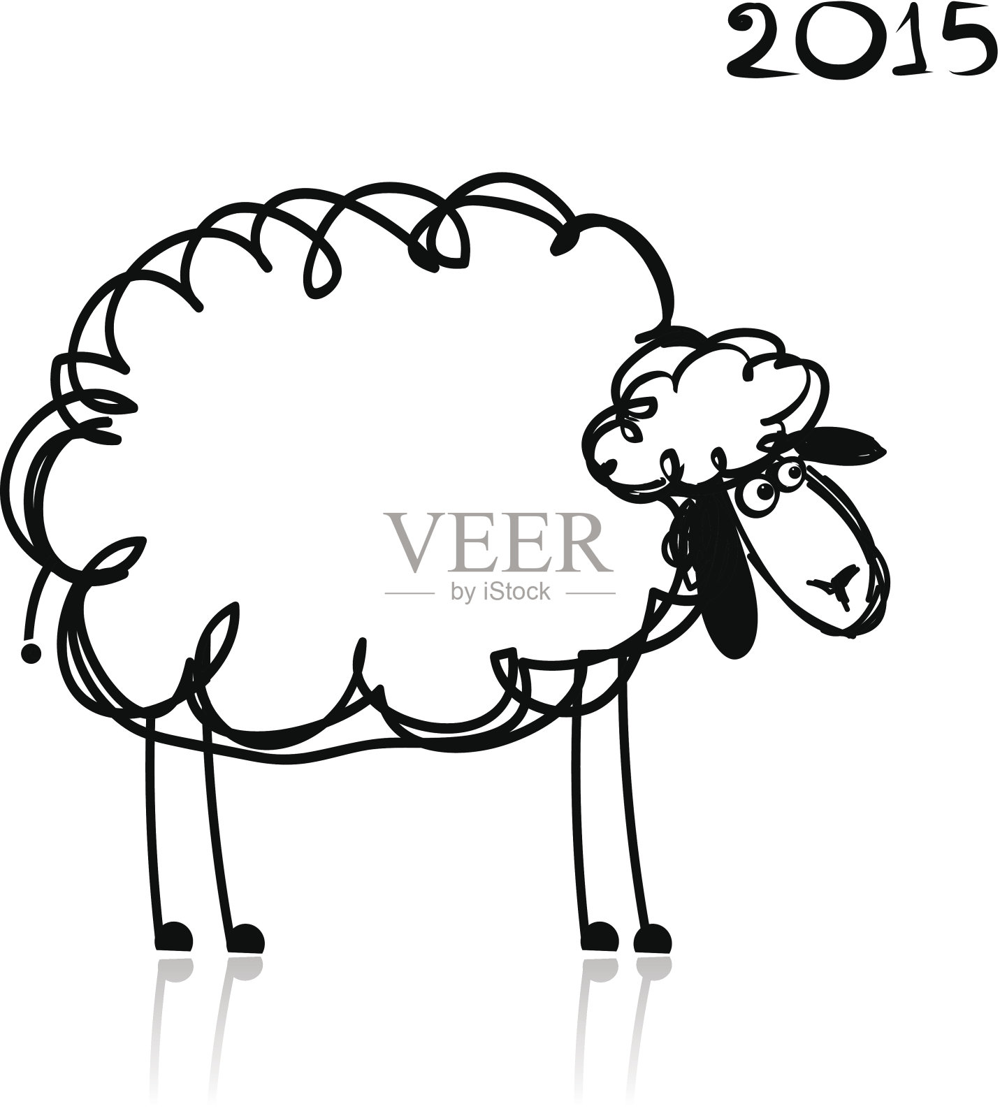 羊素描,2015年新年的象征插画图片素材