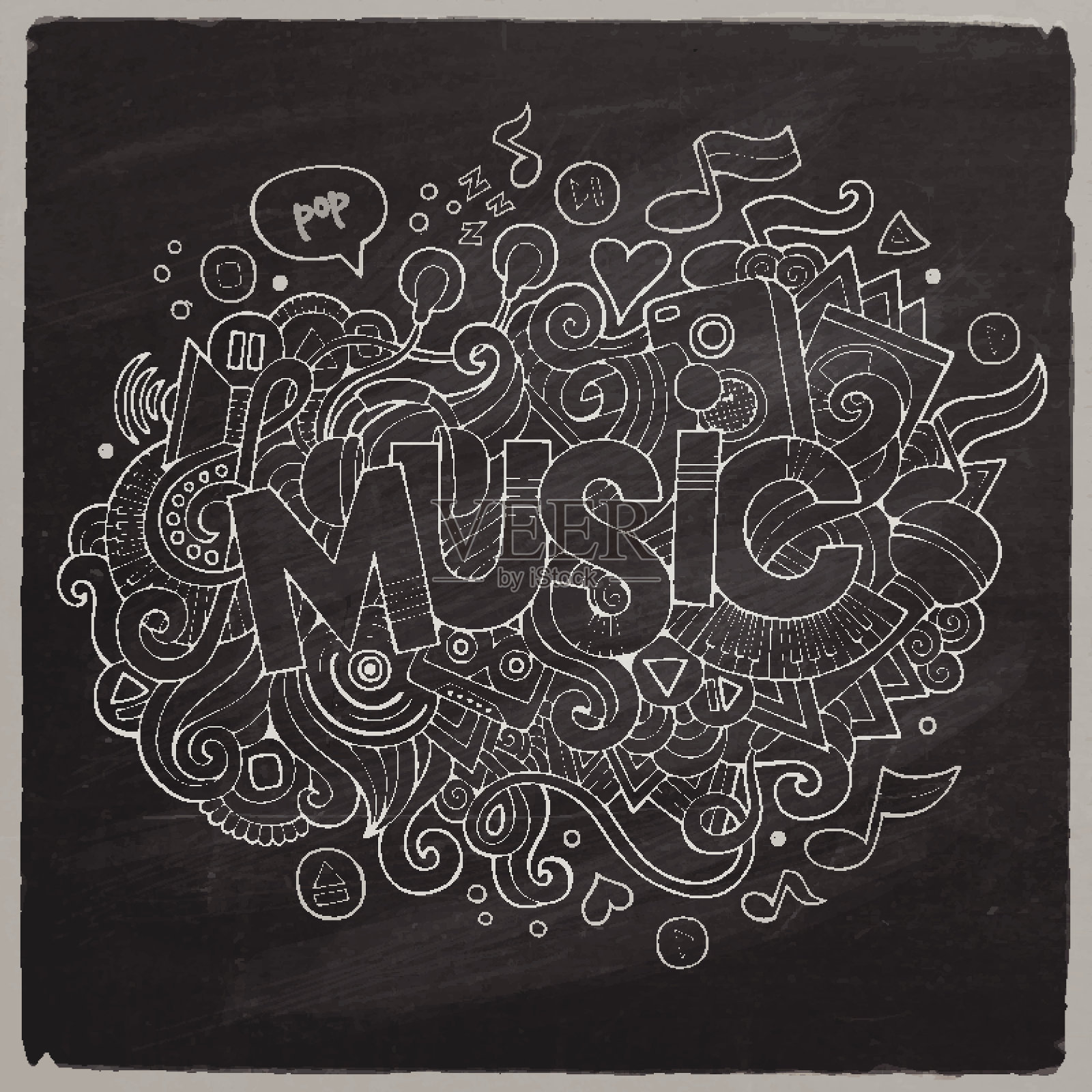 黑板背景音乐插画图片素材