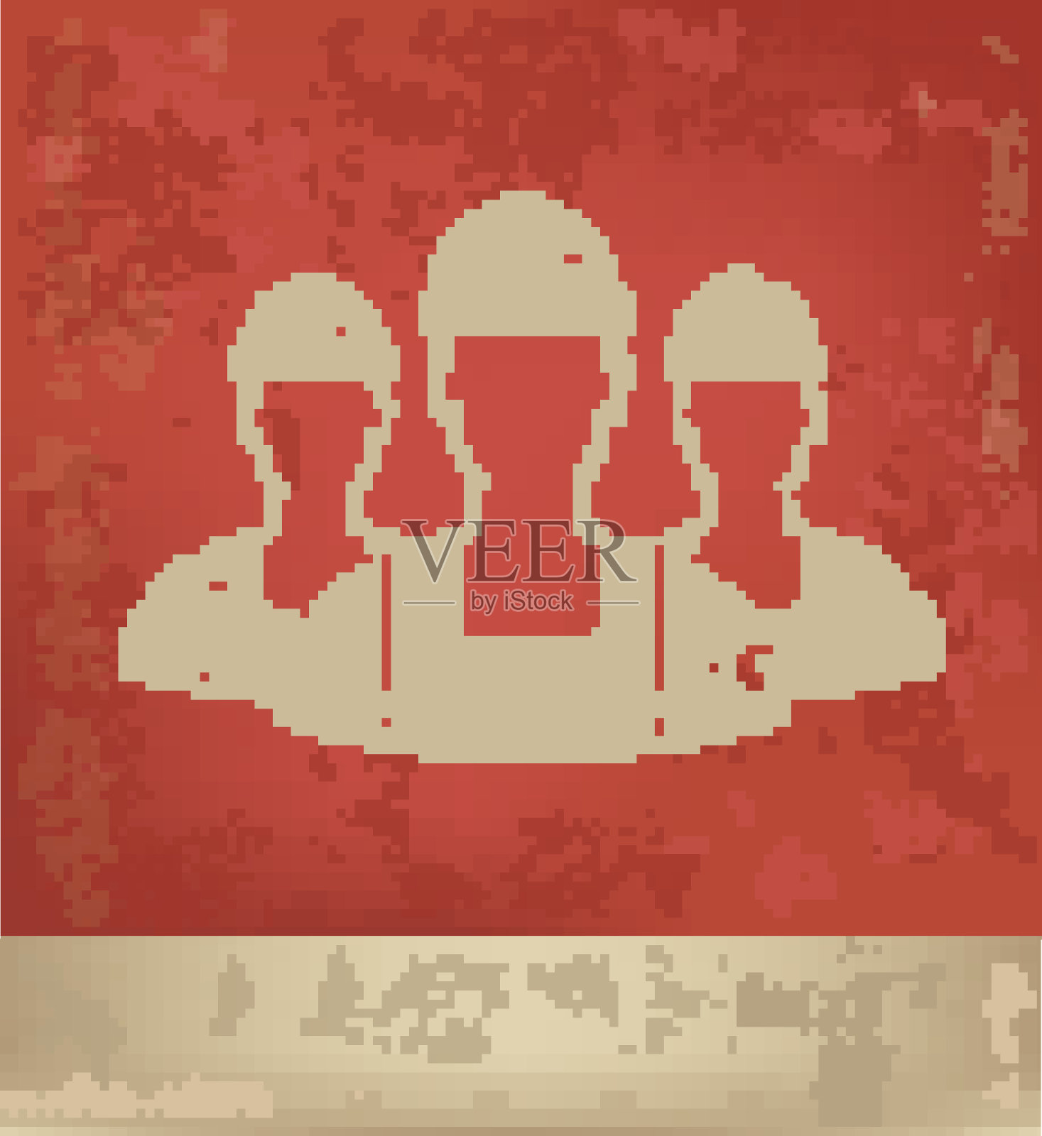 工程师团队设计红色背景,垃圾向量插画图片素材