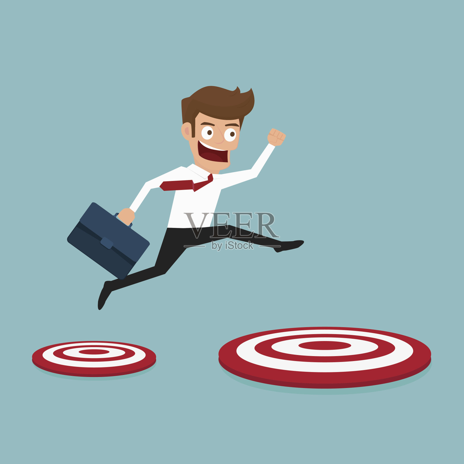 商人跃向大目标。插画图片素材