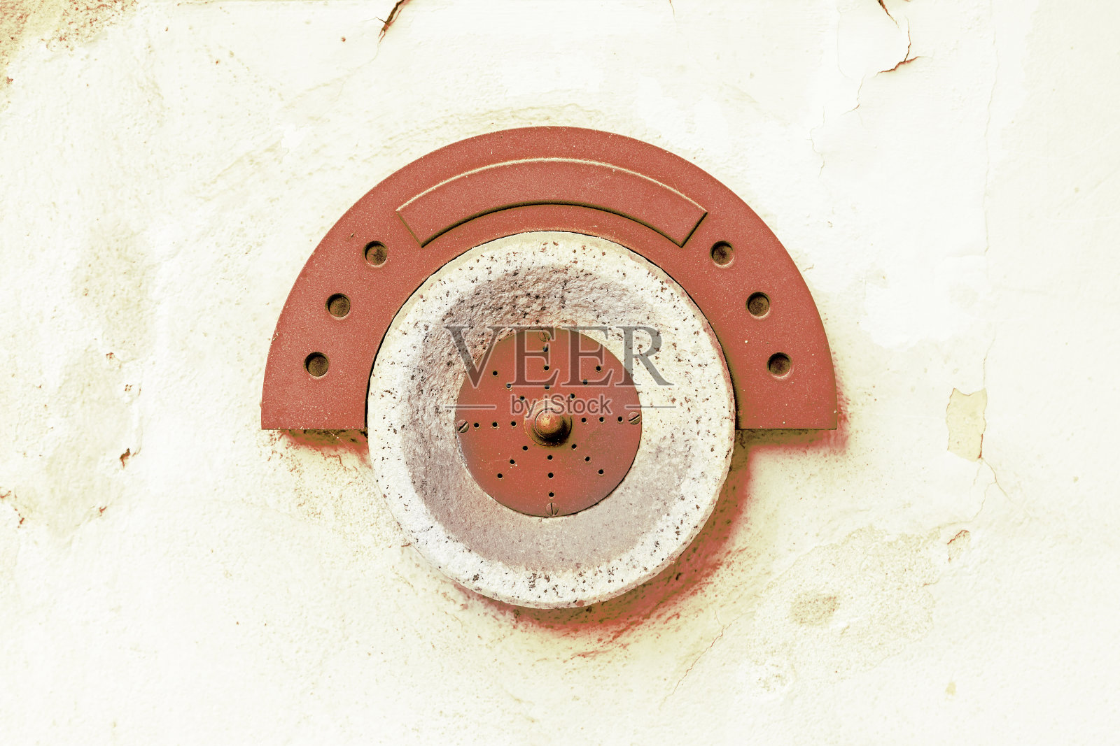 墙上艺术的旧门铃按钮照片摄影图片