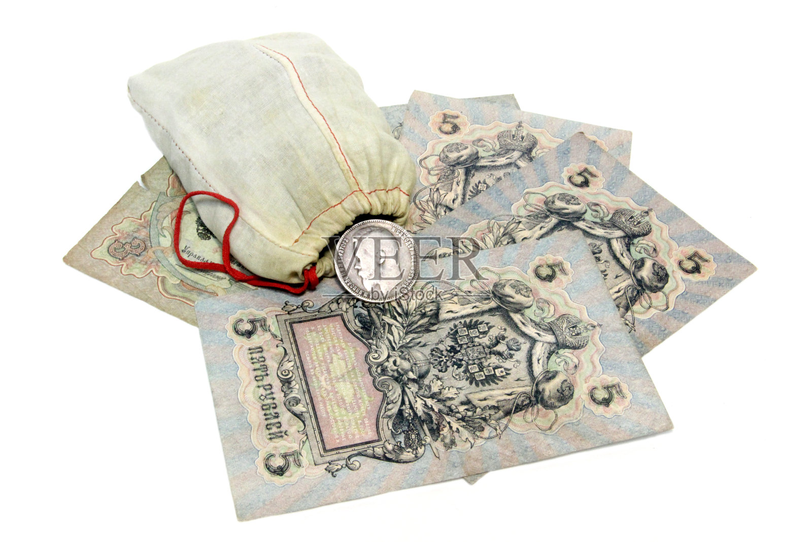 过时的俄罗斯纸币和硬币照片摄影图片