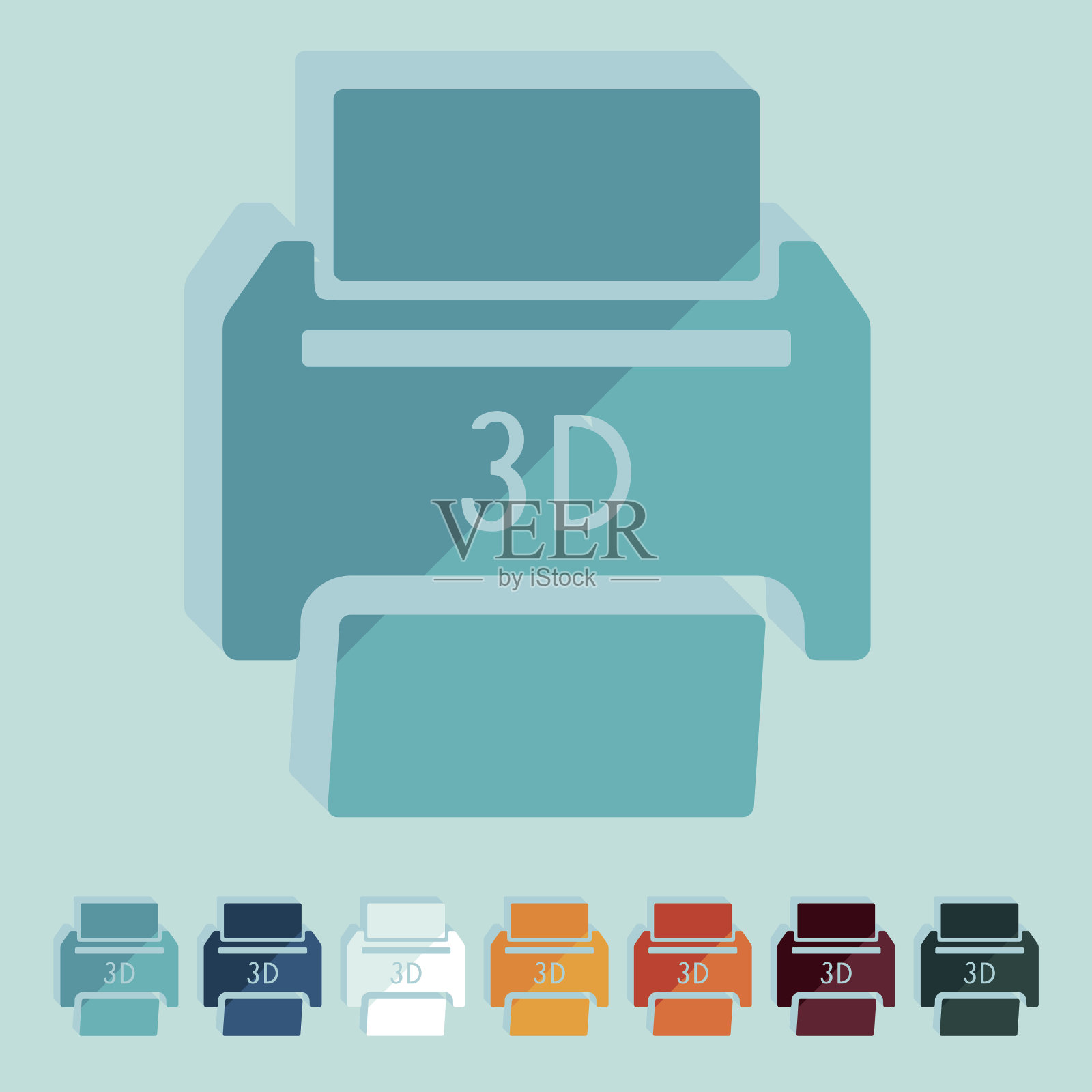 平面设计:3D打印机插画图片素材