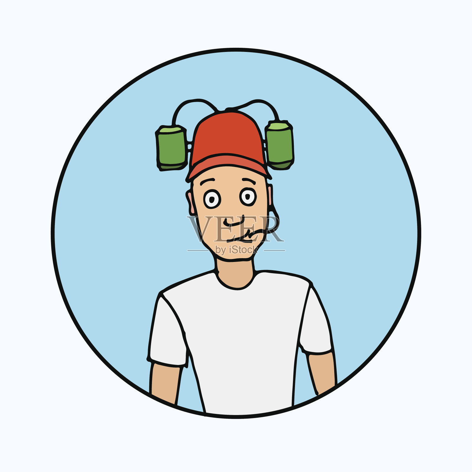 带啤酒盔的扇子插画图片素材