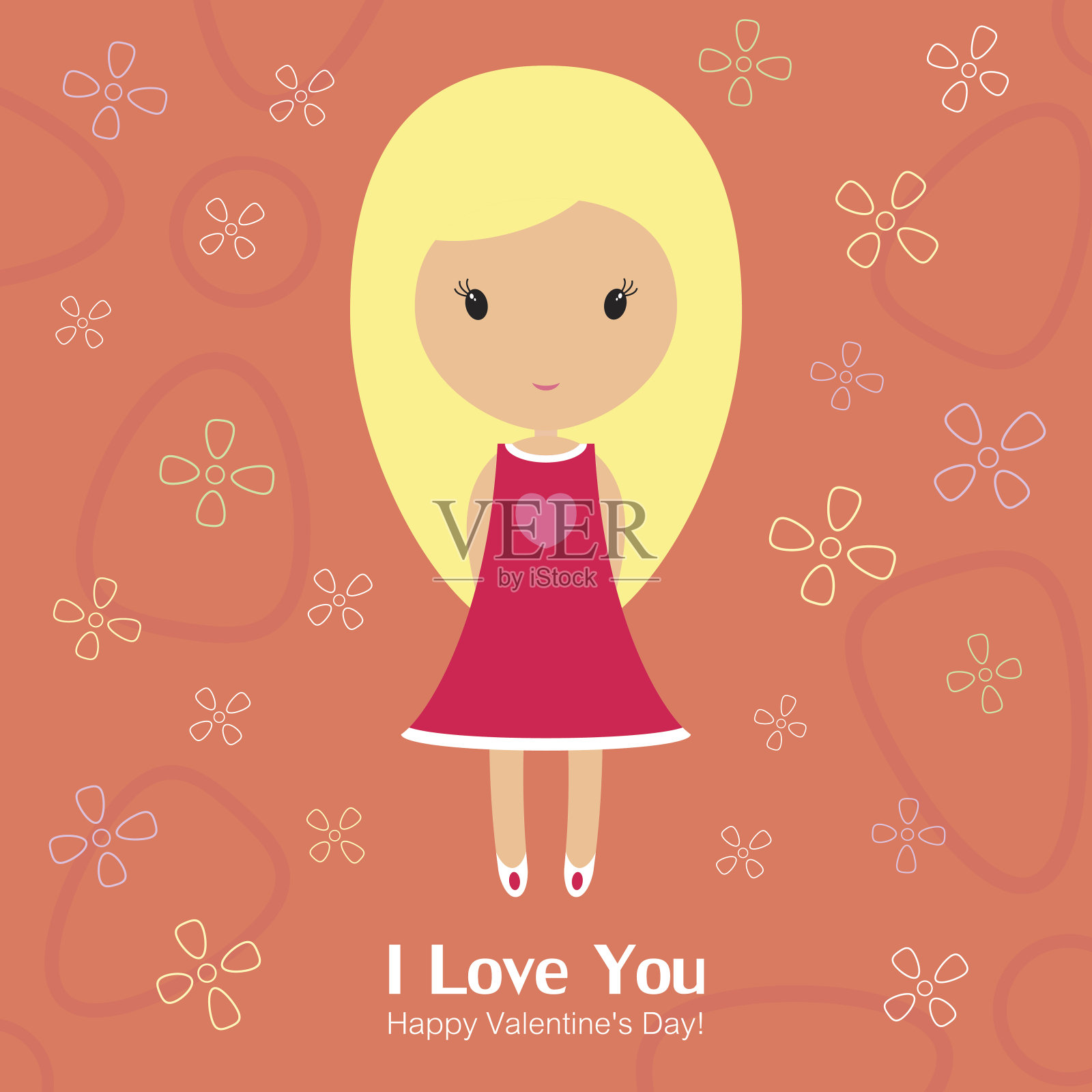 情人节送金发美女的礼物插画图片素材