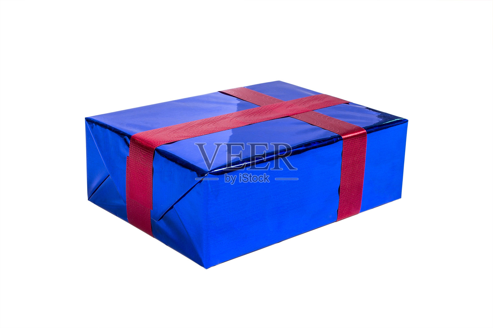 带红丝带的蓝色礼盒照片摄影图片