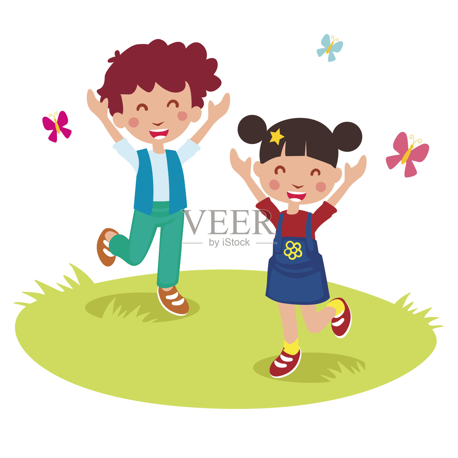 插图快乐的孩子卡通,矢量插画图片素材