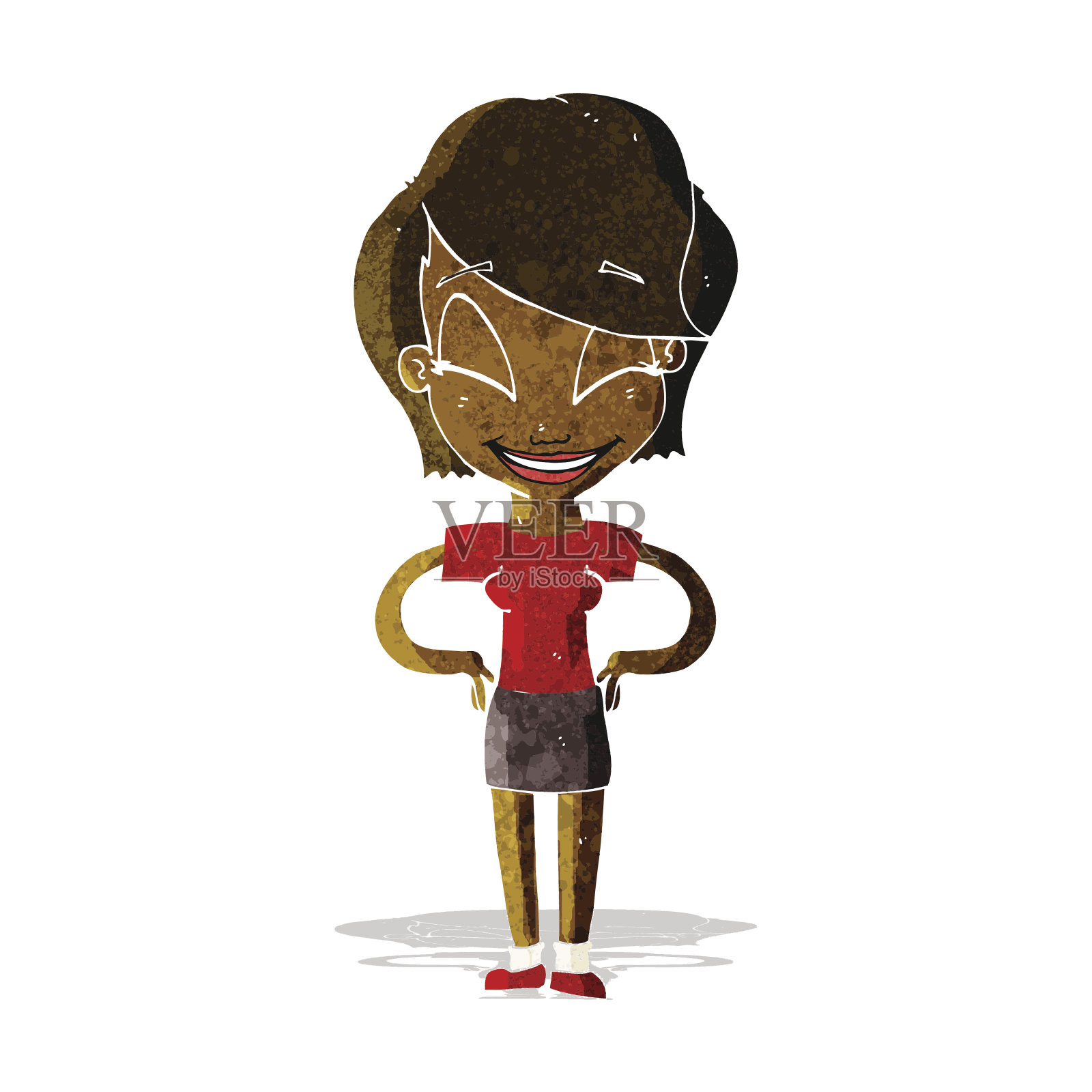 卡通女人的手放在臀部插画图片素材