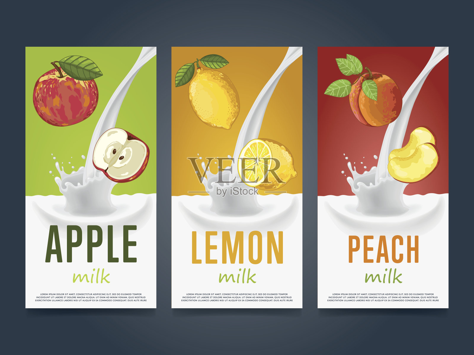 奶昔的概念与牛奶和水果插画图片素材