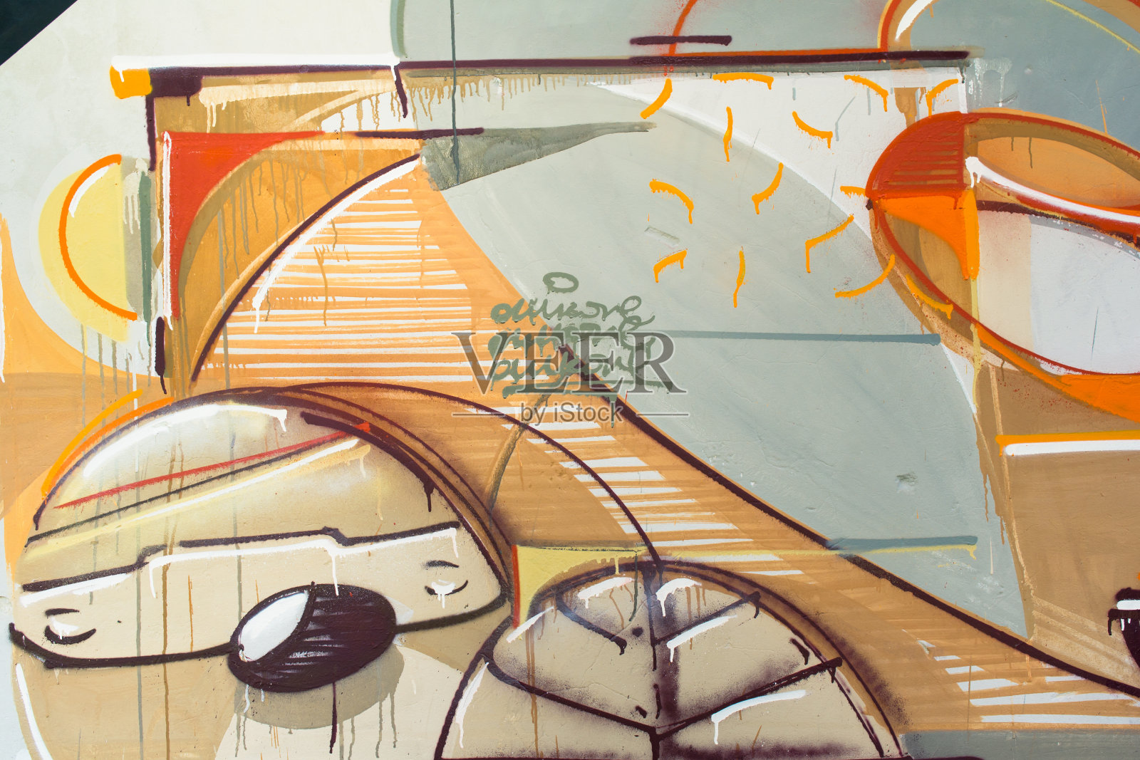 墙上的涂鸦插画图片素材