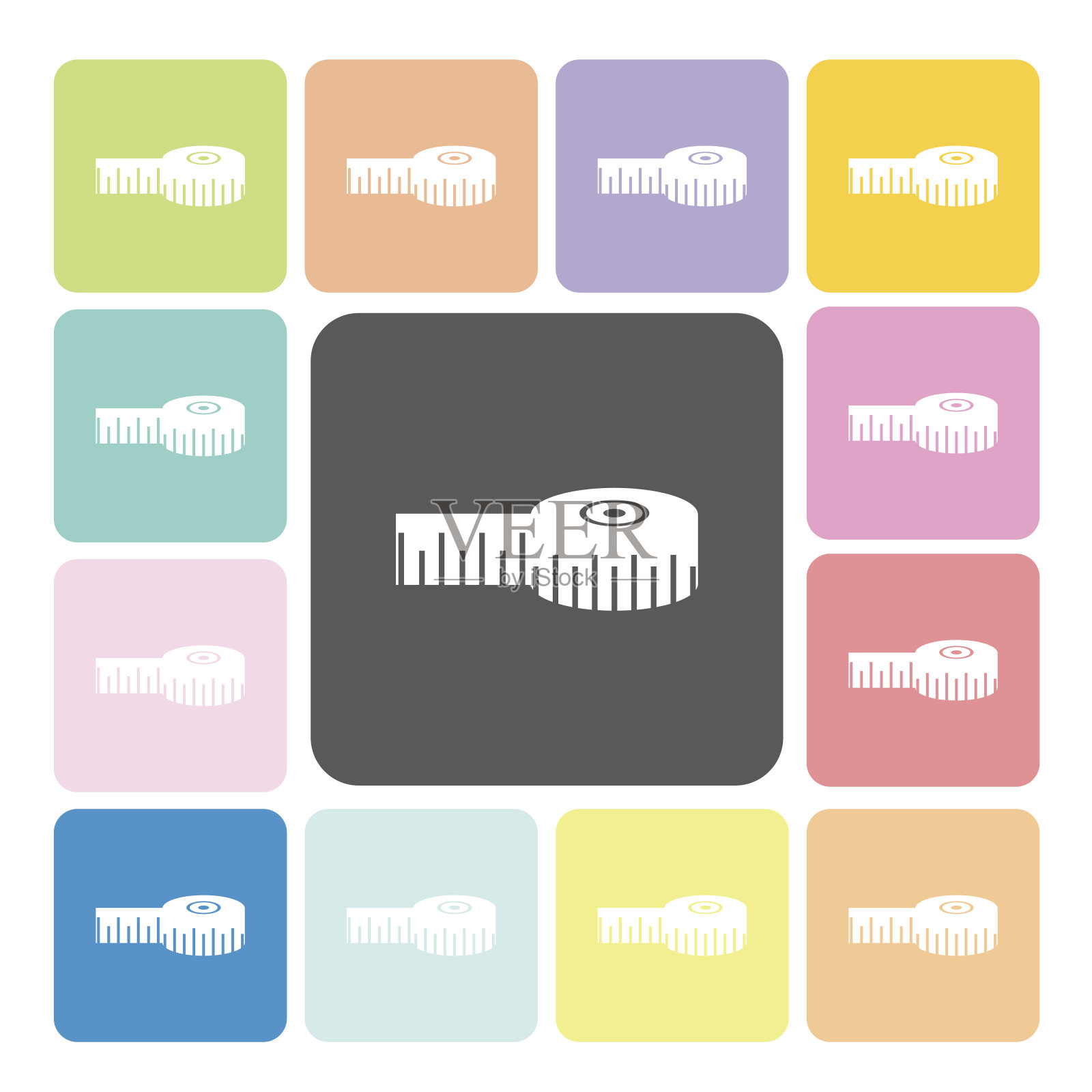 磁带测量图标颜色设置向量插图插画图片素材