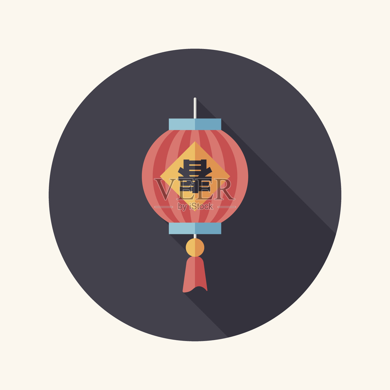 春节对联与灯笼扁平图标,eps10插画图片素材