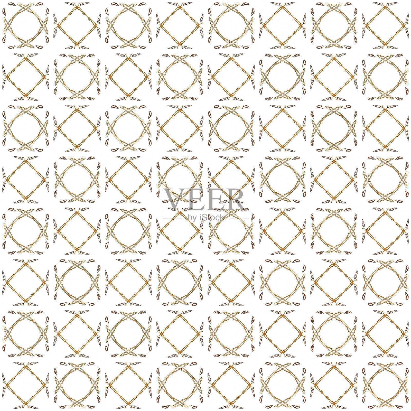 无缝纹理与三维渲染抽象分形橙色图案插画图片素材