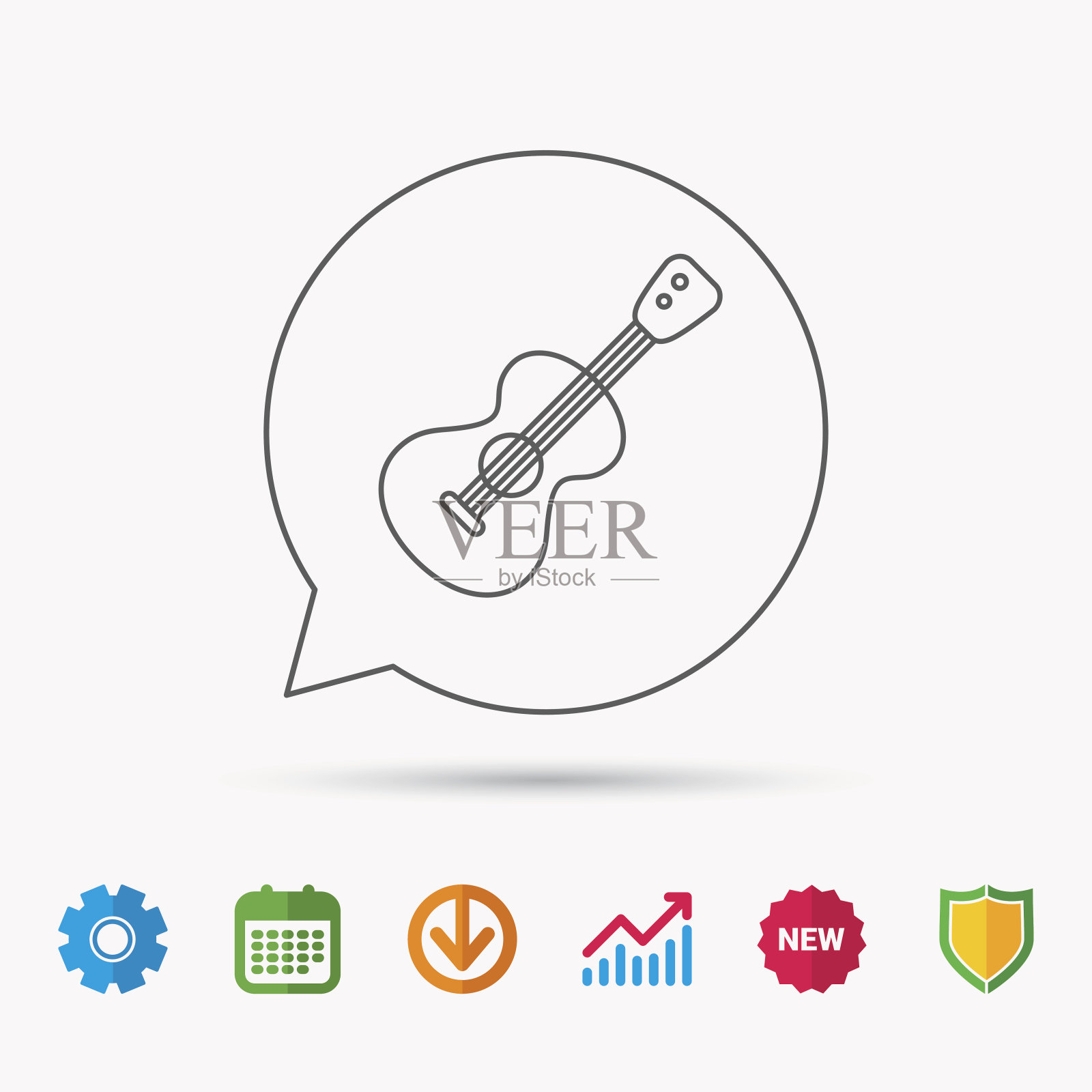 吉他图标。乐器的迹象。图标素材