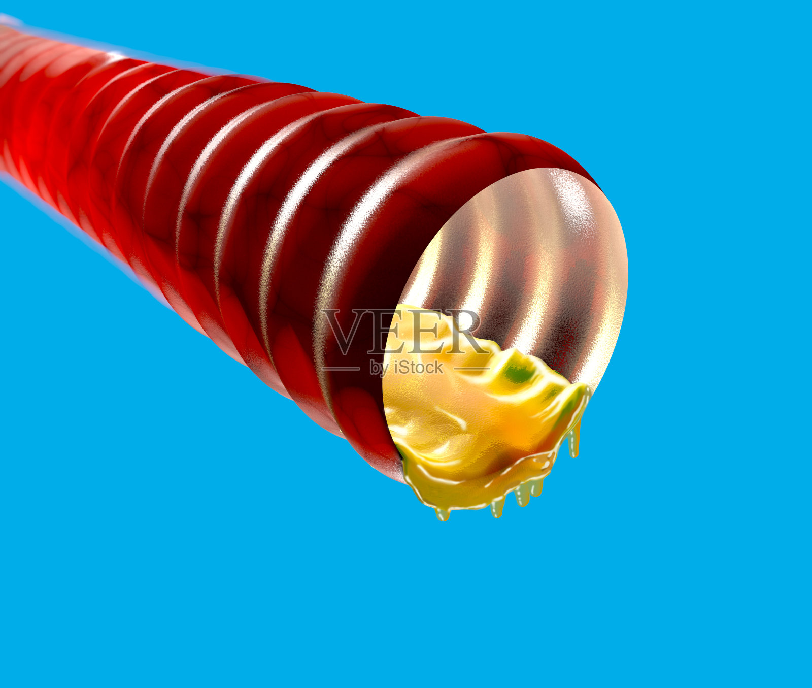 带有粘液和卡他的气管3D切面照片摄影图片