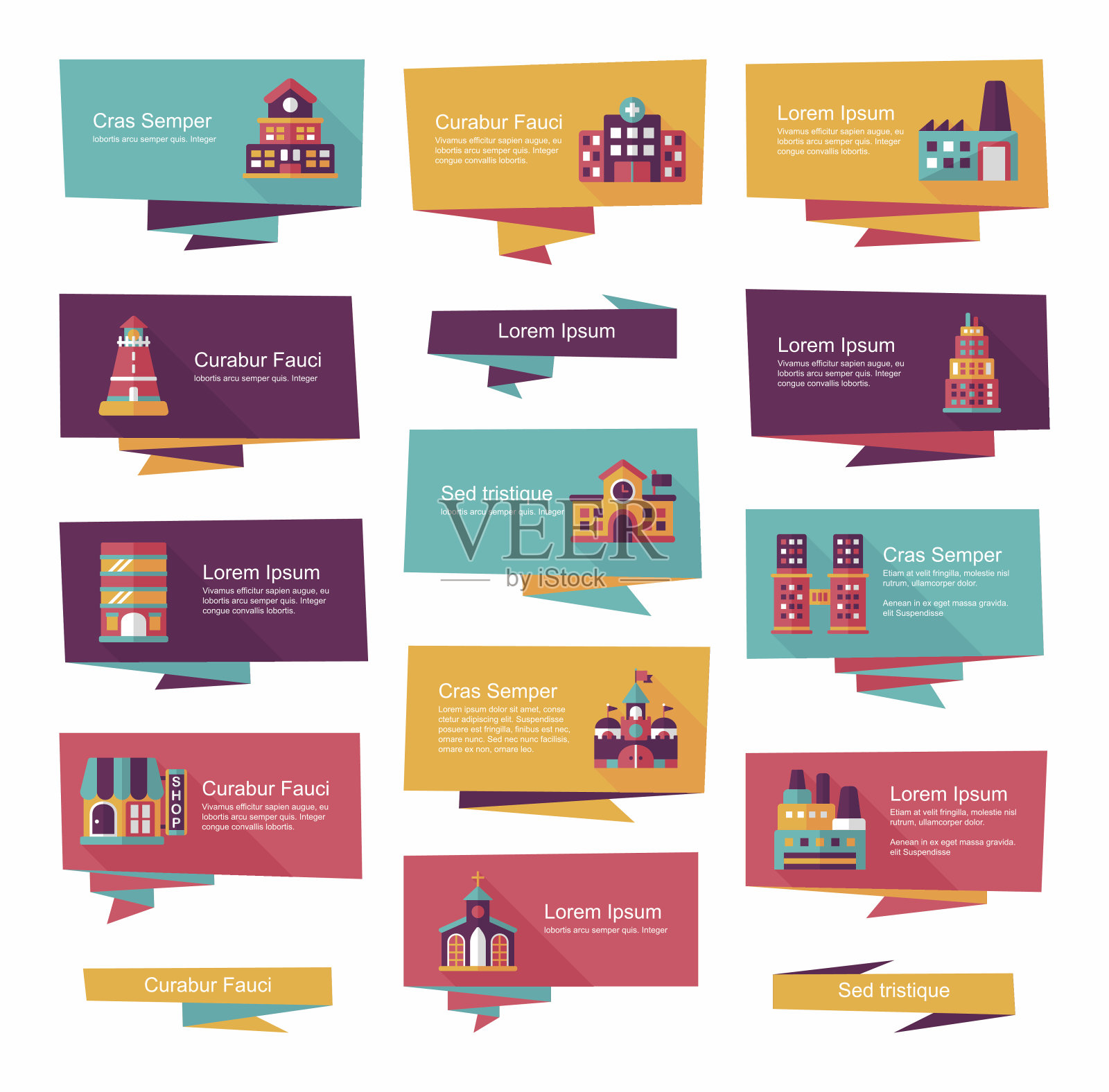 建筑横幅平面设计背景集,eps10插画图片素材