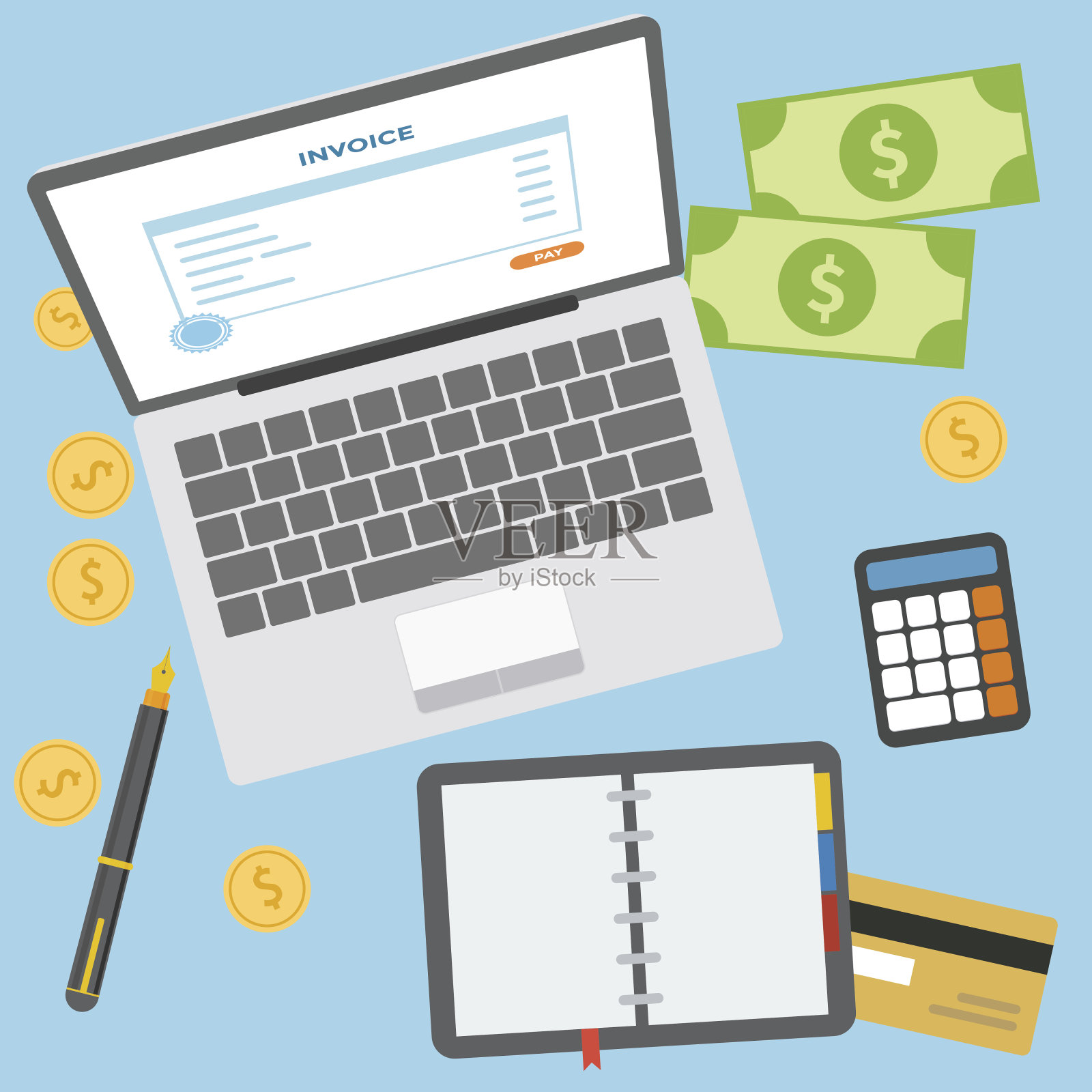 发票在线插画图片素材