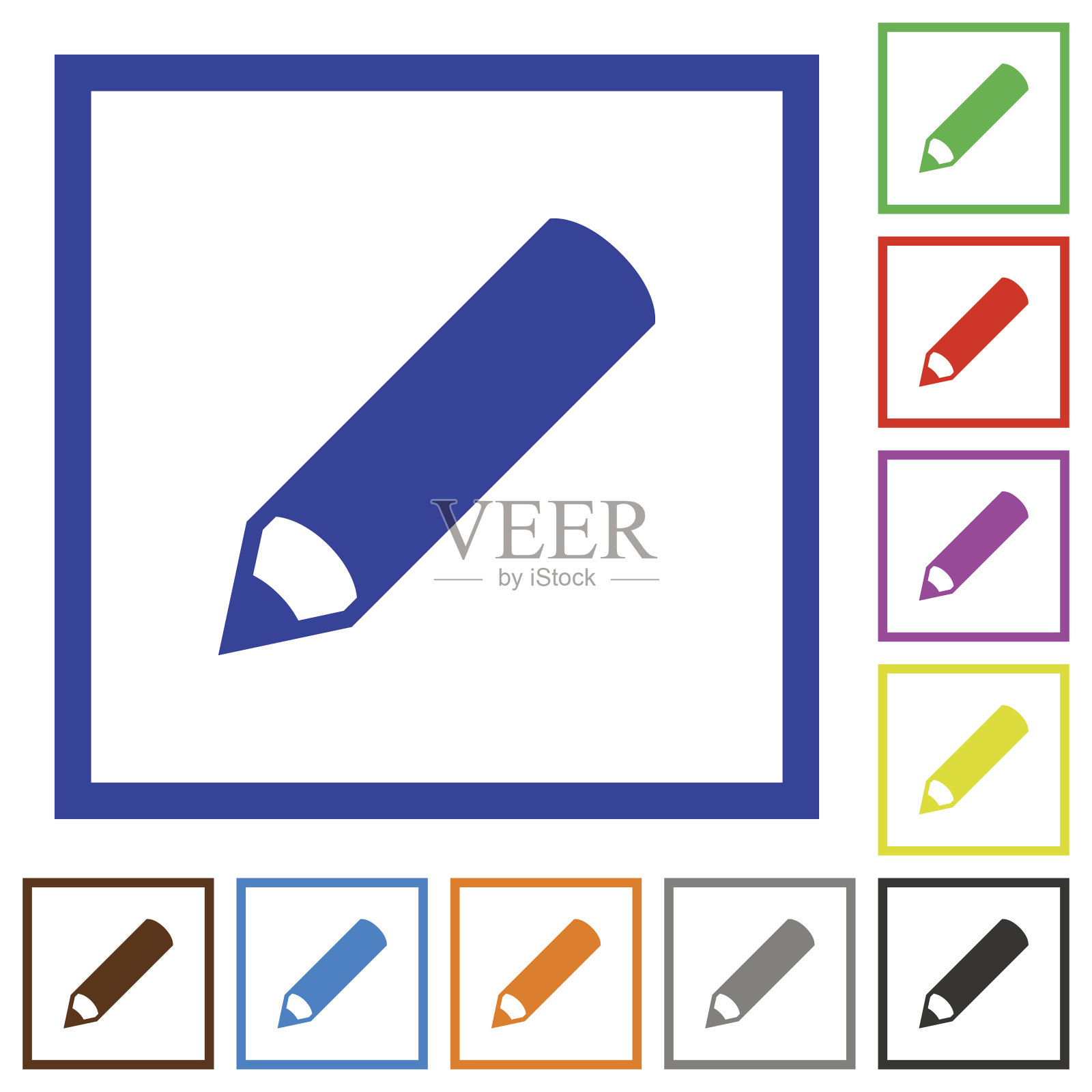 铅笔框的平面图标图标素材