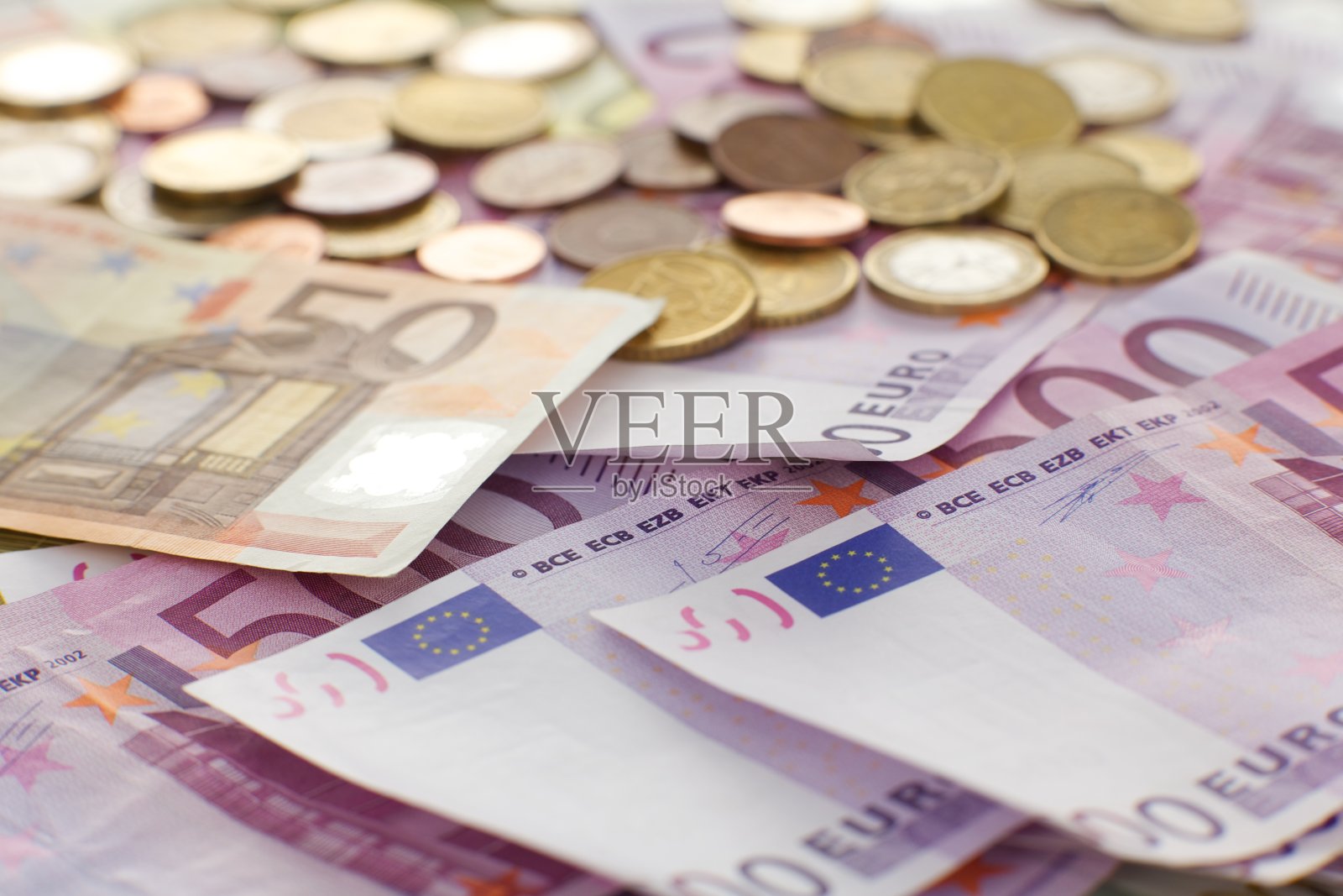 欧洲的纸币和硬币照片摄影图片