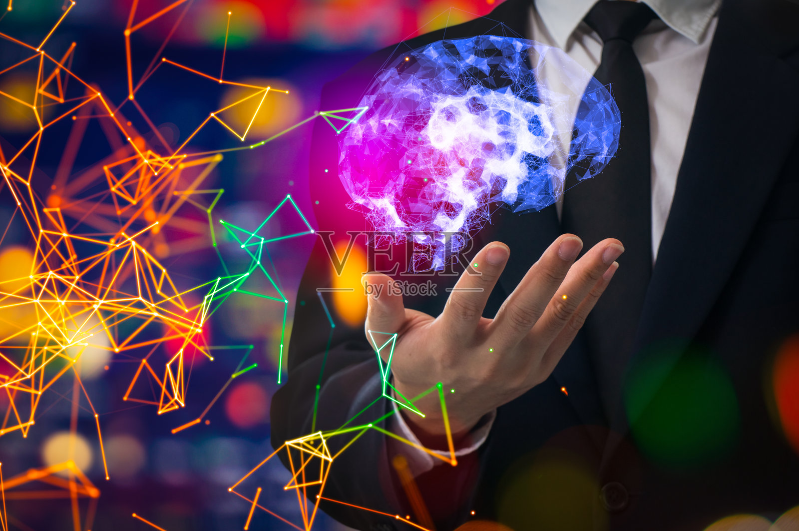 保护大脑。治疗和卫生人脑的概念设计。诊断。保护和支持大脑。照片摄影图片