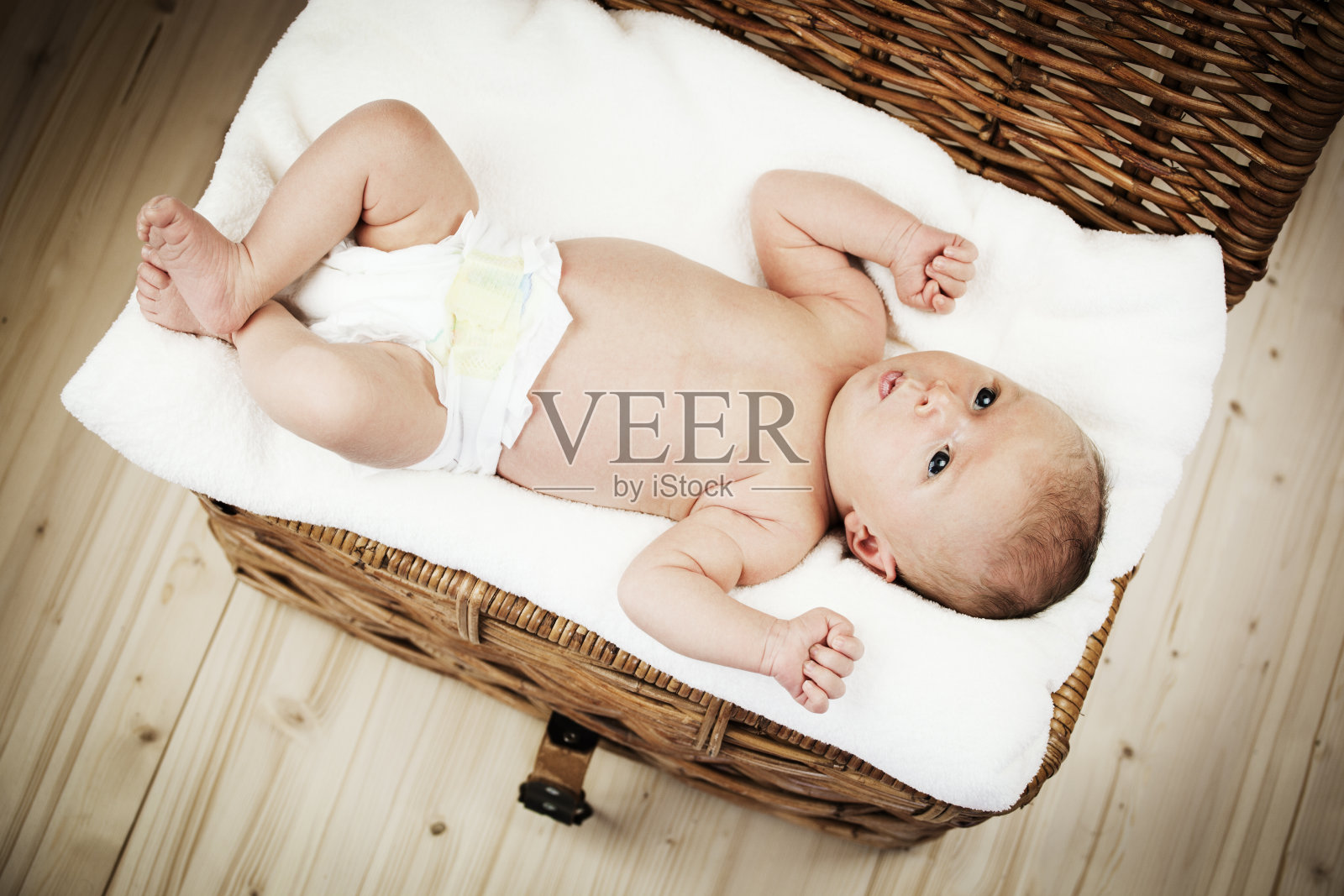 篮子里的婴儿照片摄影图片