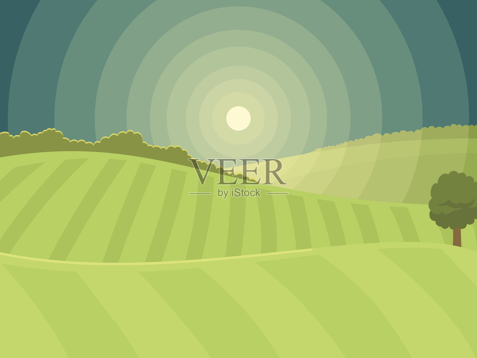 乡村景观矢量插图农舍农业图形乡村插画图片素材