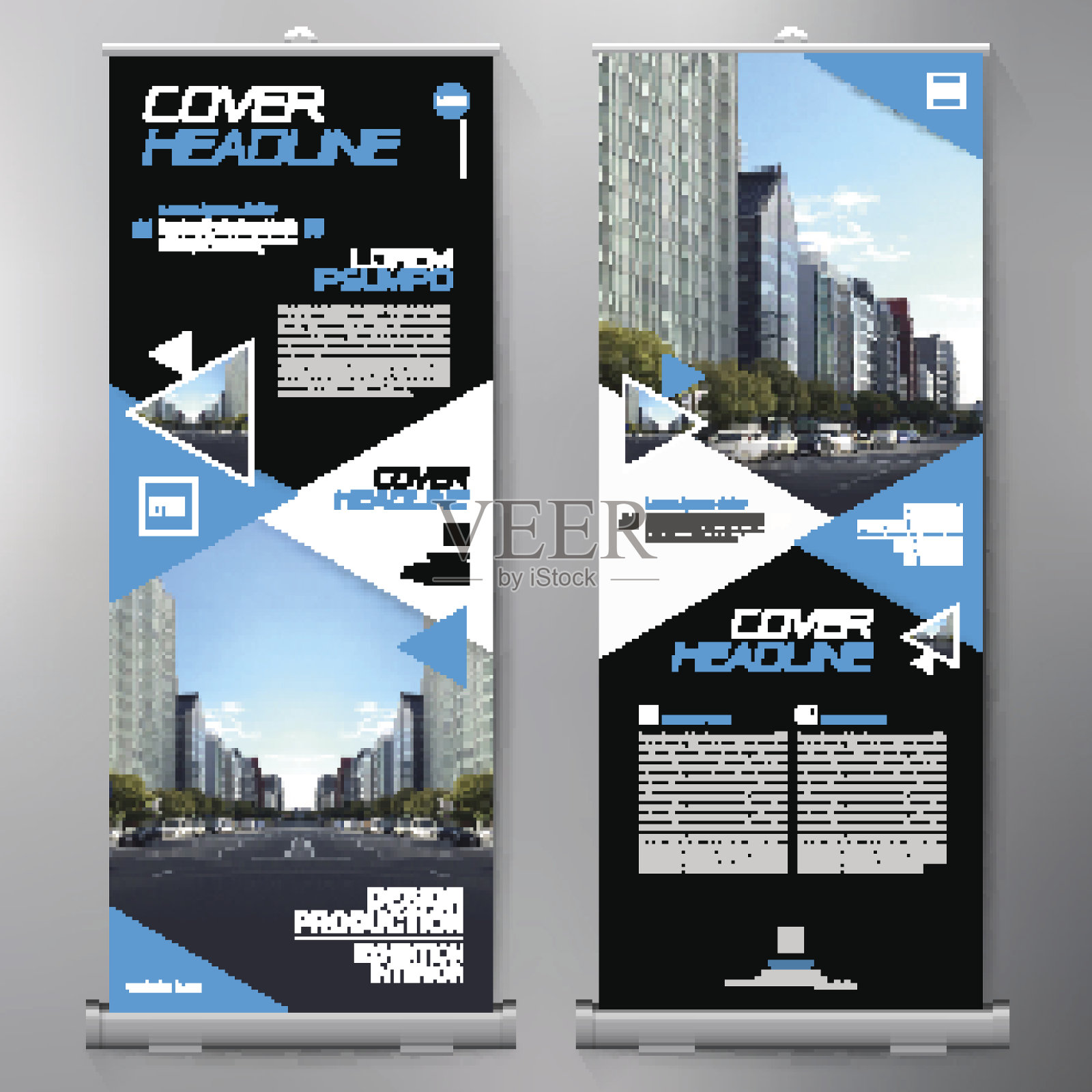 商业卷起来。站票观众设计。旗帜模板。设计模板素材