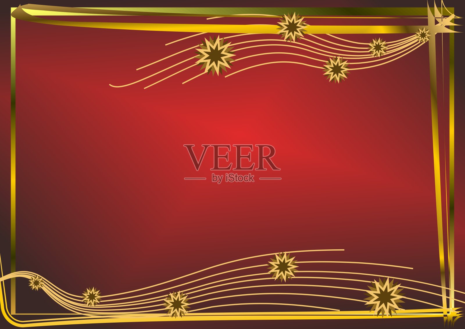 红色水平背景与金色的星星设计模板素材