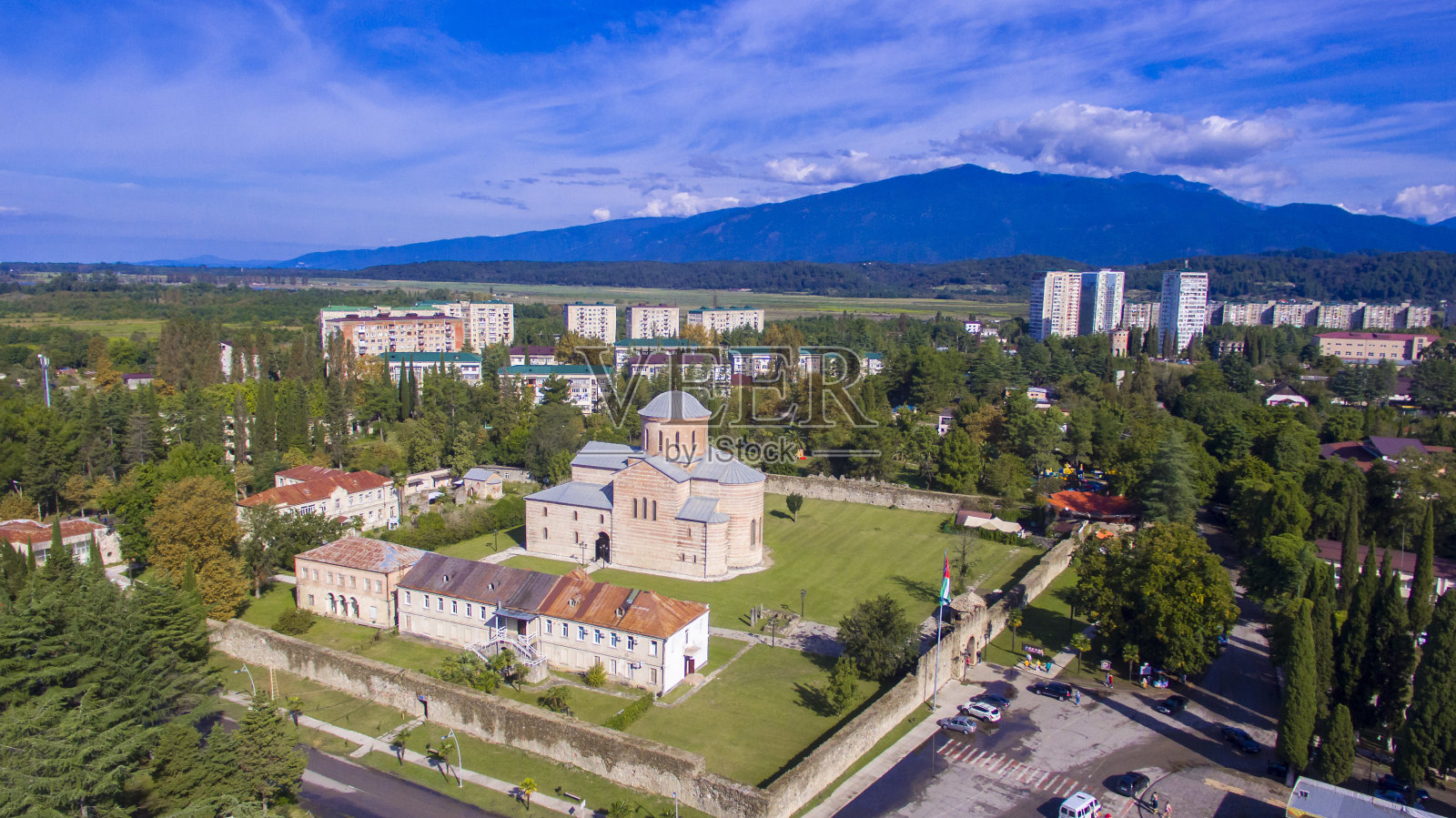 Pitsunda大教堂鸟瞰图照片摄影图片