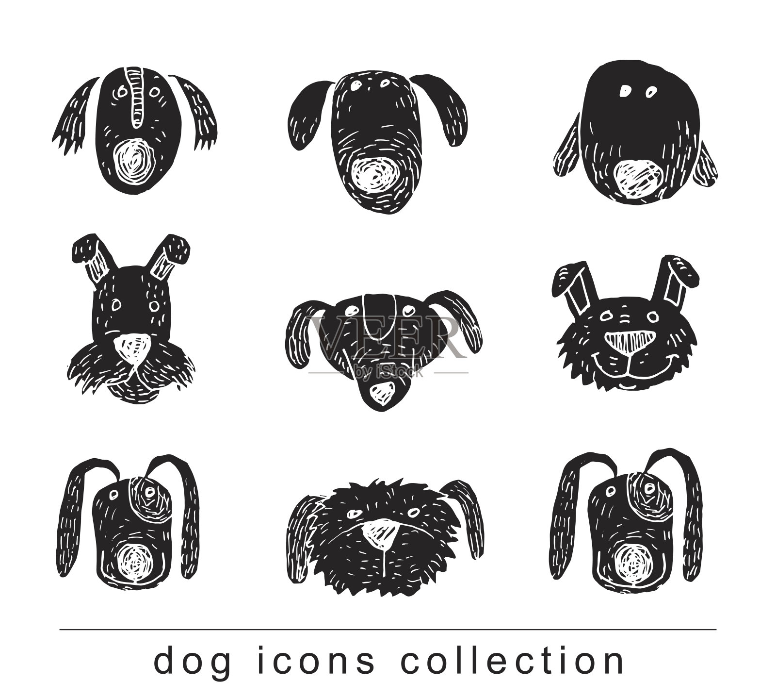 矢量-狗图标-矢量插图。图标素材