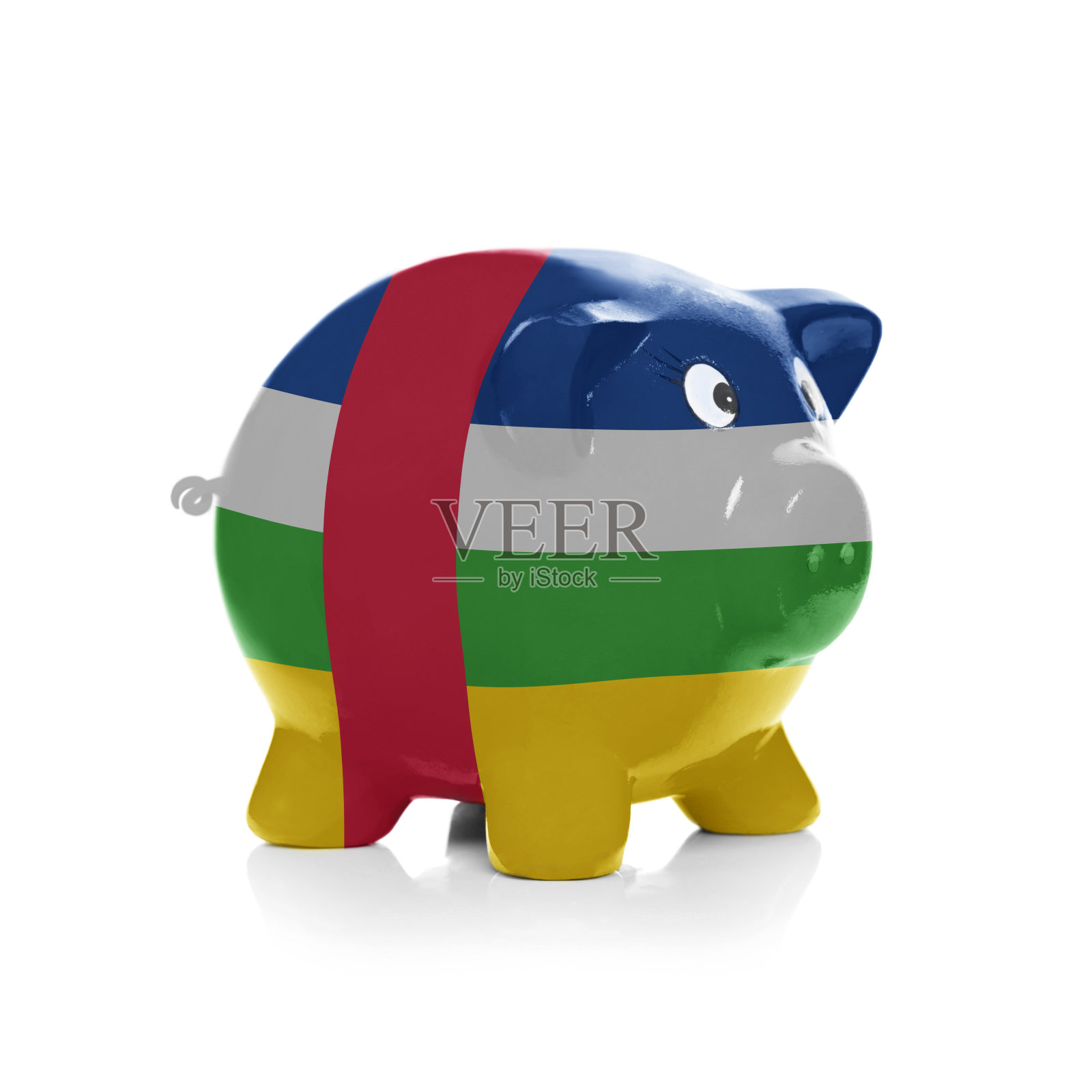 画着国旗的小猪储蓄罐-中非共和国照片摄影图片