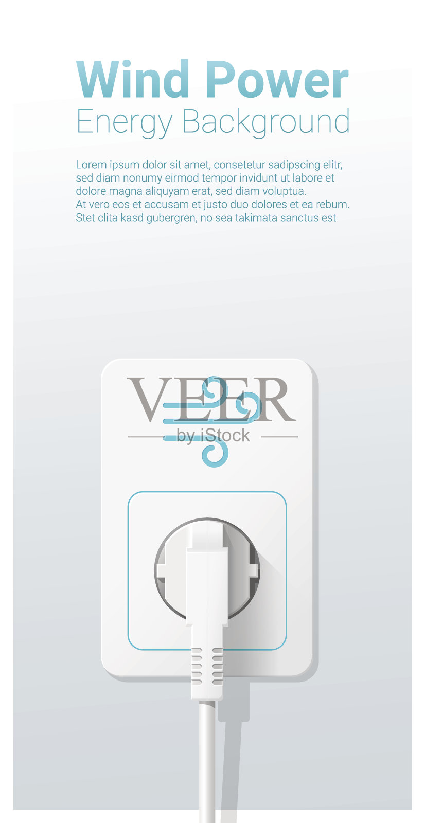 绿色能源概念背景与风能和电插头,矢量,插图插画图片素材