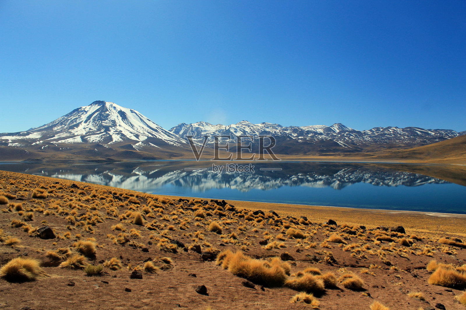 阿塔卡马沙漠的一个湖照片摄影图片