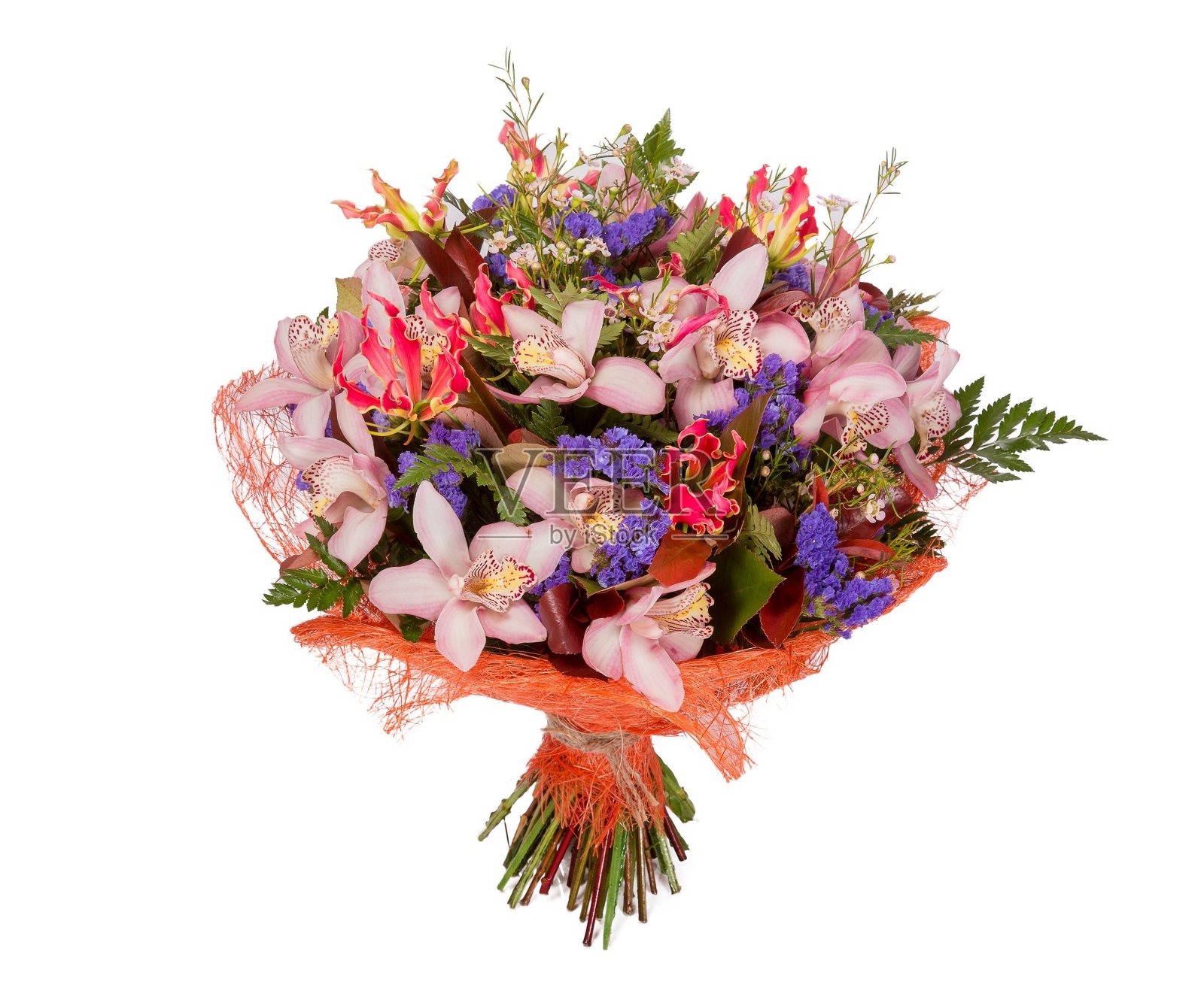 花束俯视图上的白色背景照片摄影图片