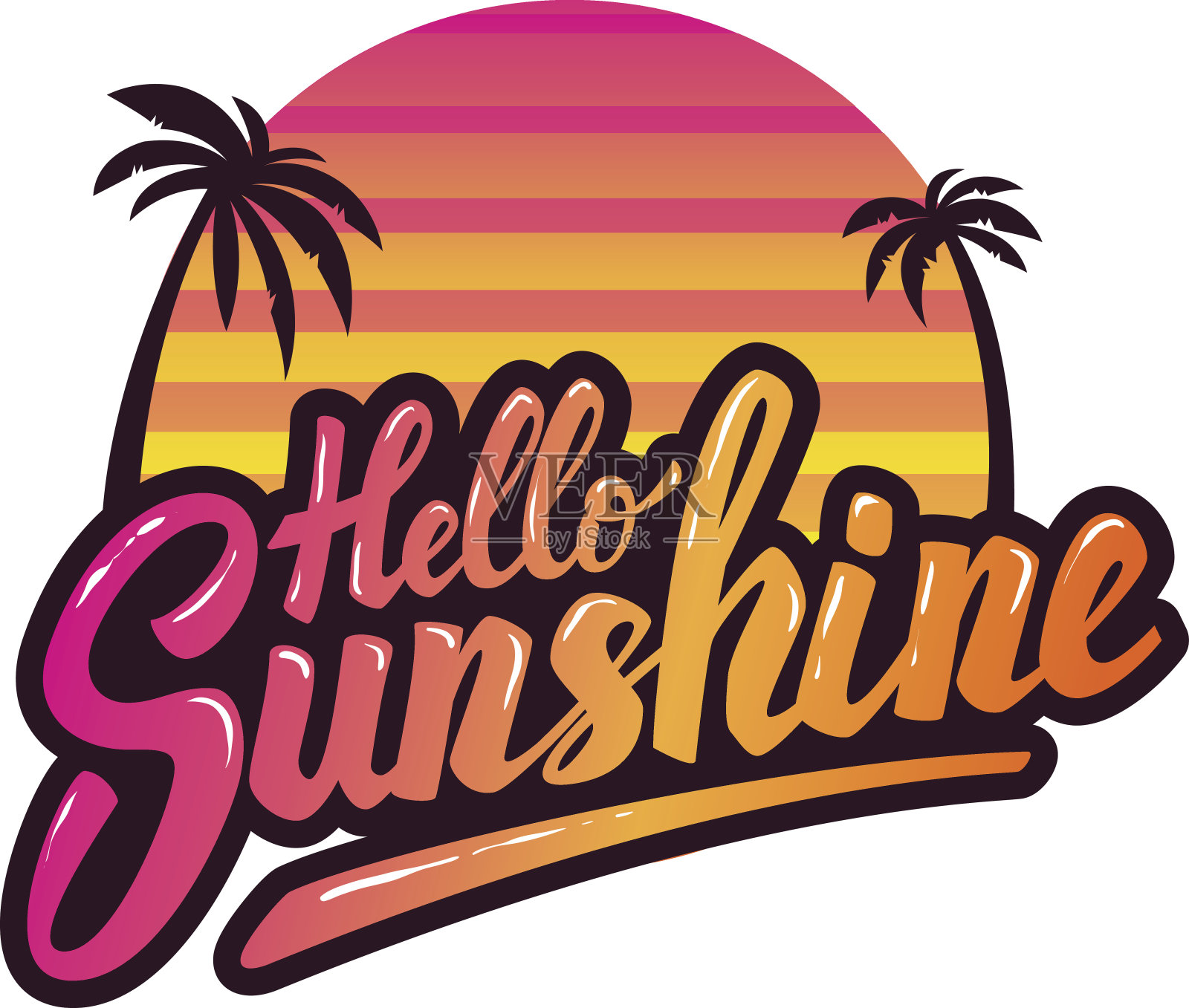 你好,阳光。手绘短语。设计元素海报,传单,标签。矢量图插画图片素材