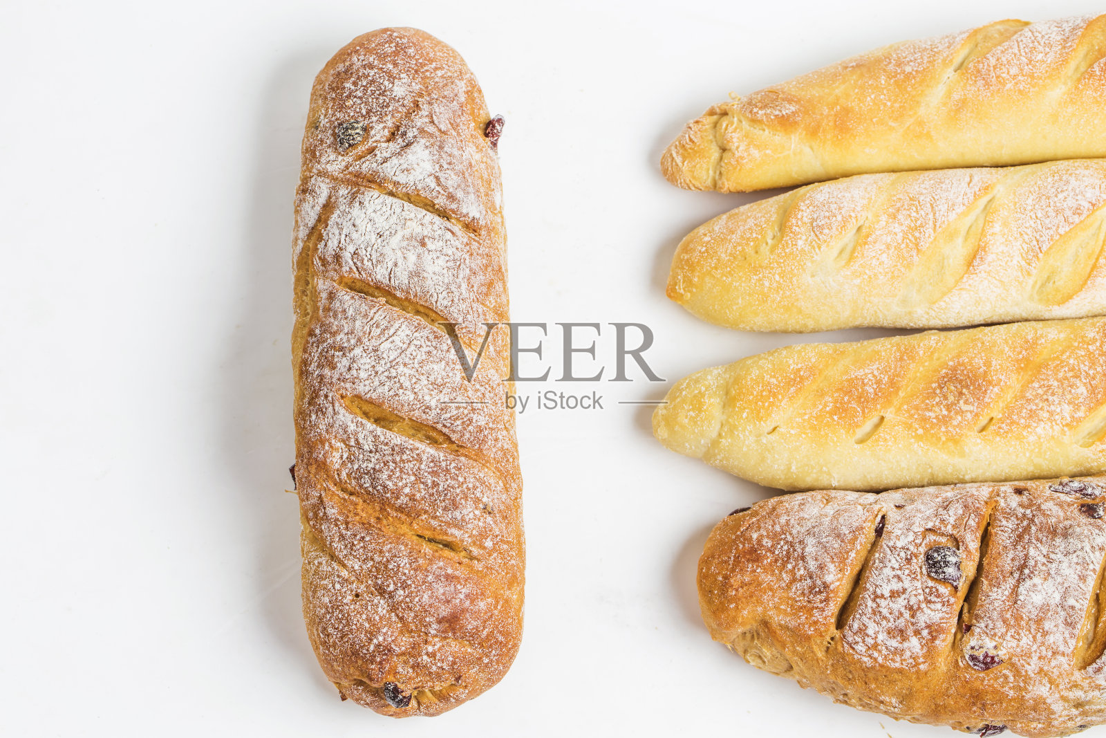 面包的特写镜头。孤立在白色背景上。照片摄影图片