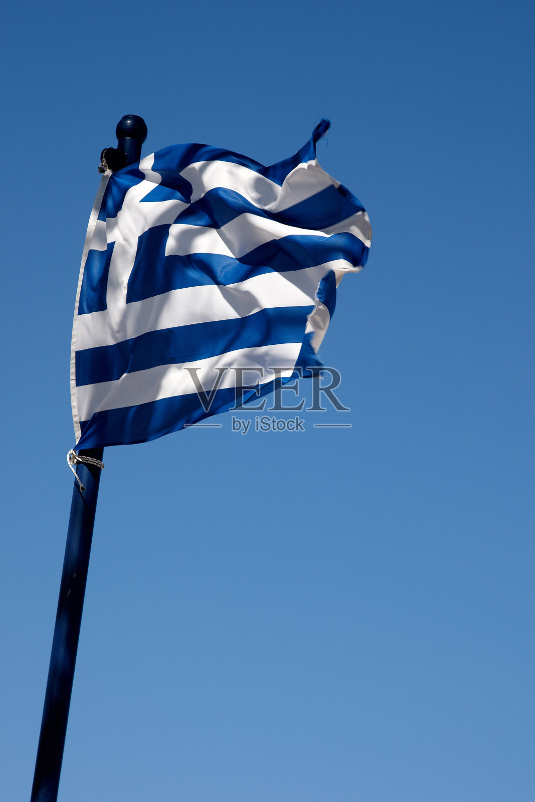 希腊国旗蓝天照片摄影图片
