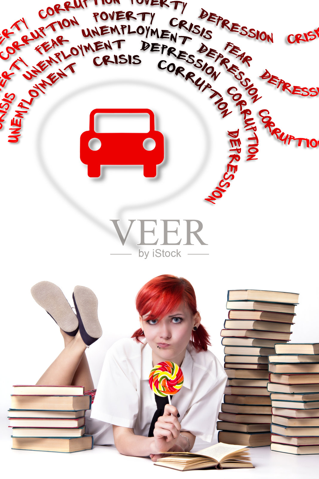 小女孩梦想拥有自己的汽车照片摄影图片