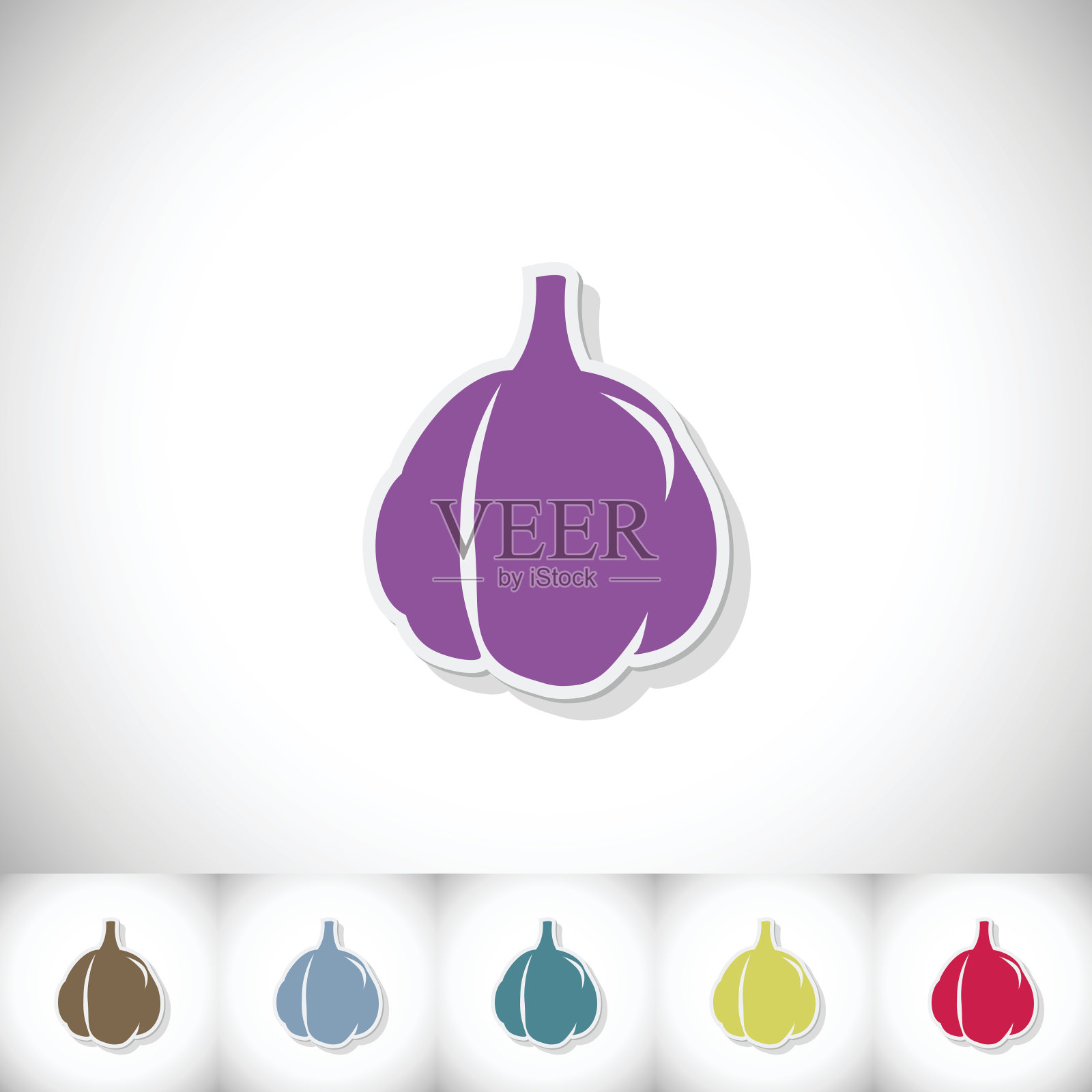 大蒜。平贴与白色背景上的阴影插画图片素材