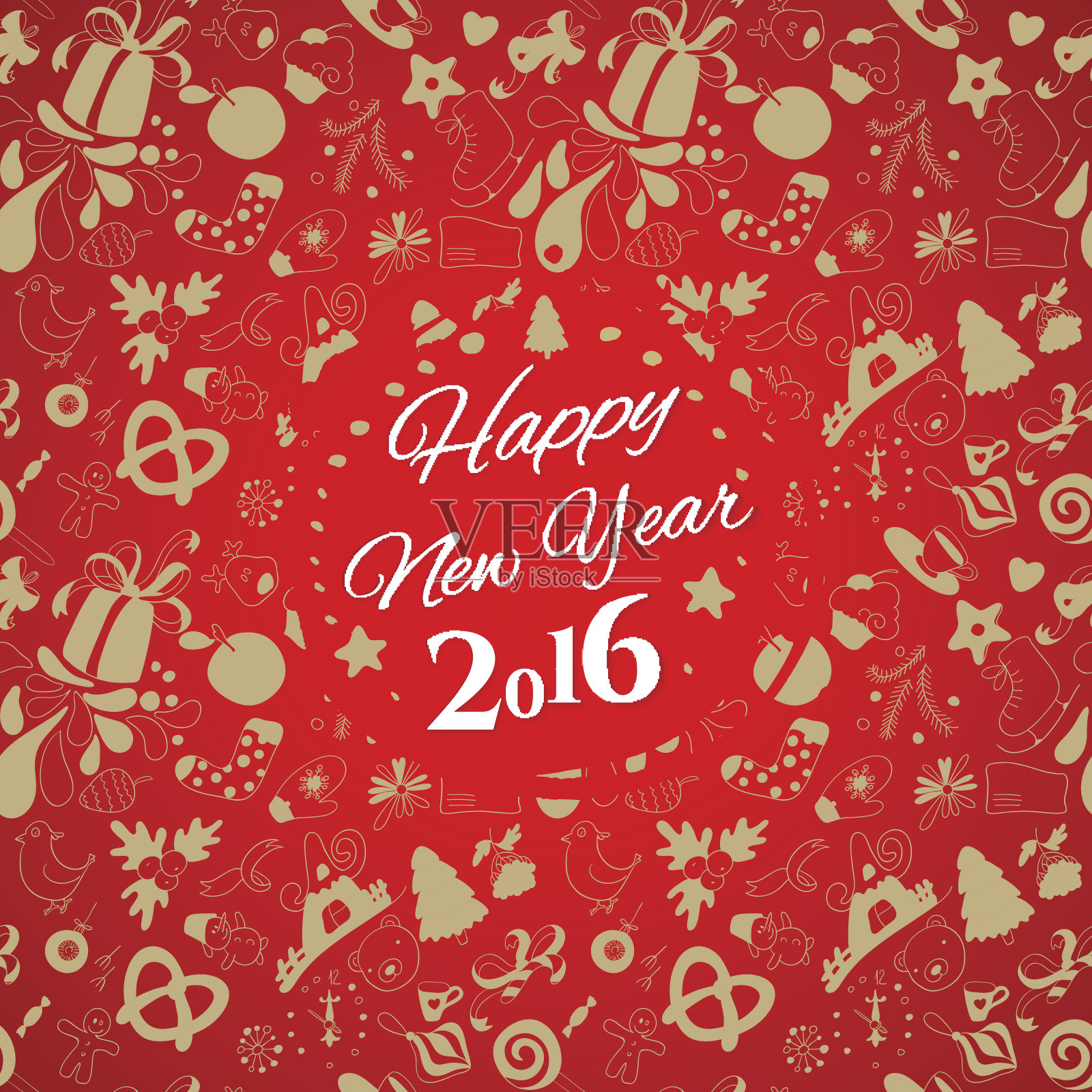 新年快乐金色字体在红色设计模板素材