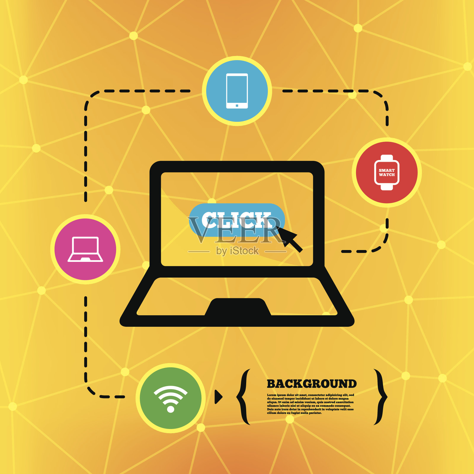 笔记本和智能手机的图标。智能手表象征插画图片素材