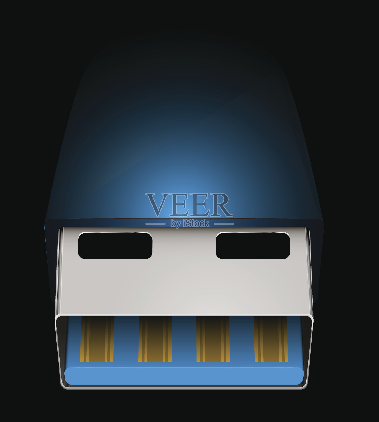 黑色背景下的电脑特写镜头插画图片素材