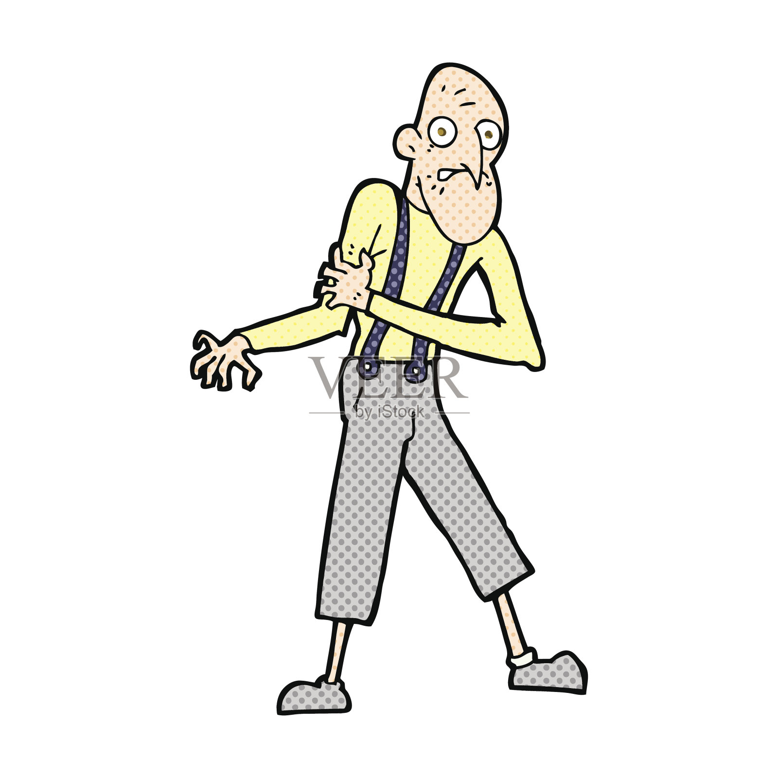 一个心脏病发作的卡通老人设计元素图片