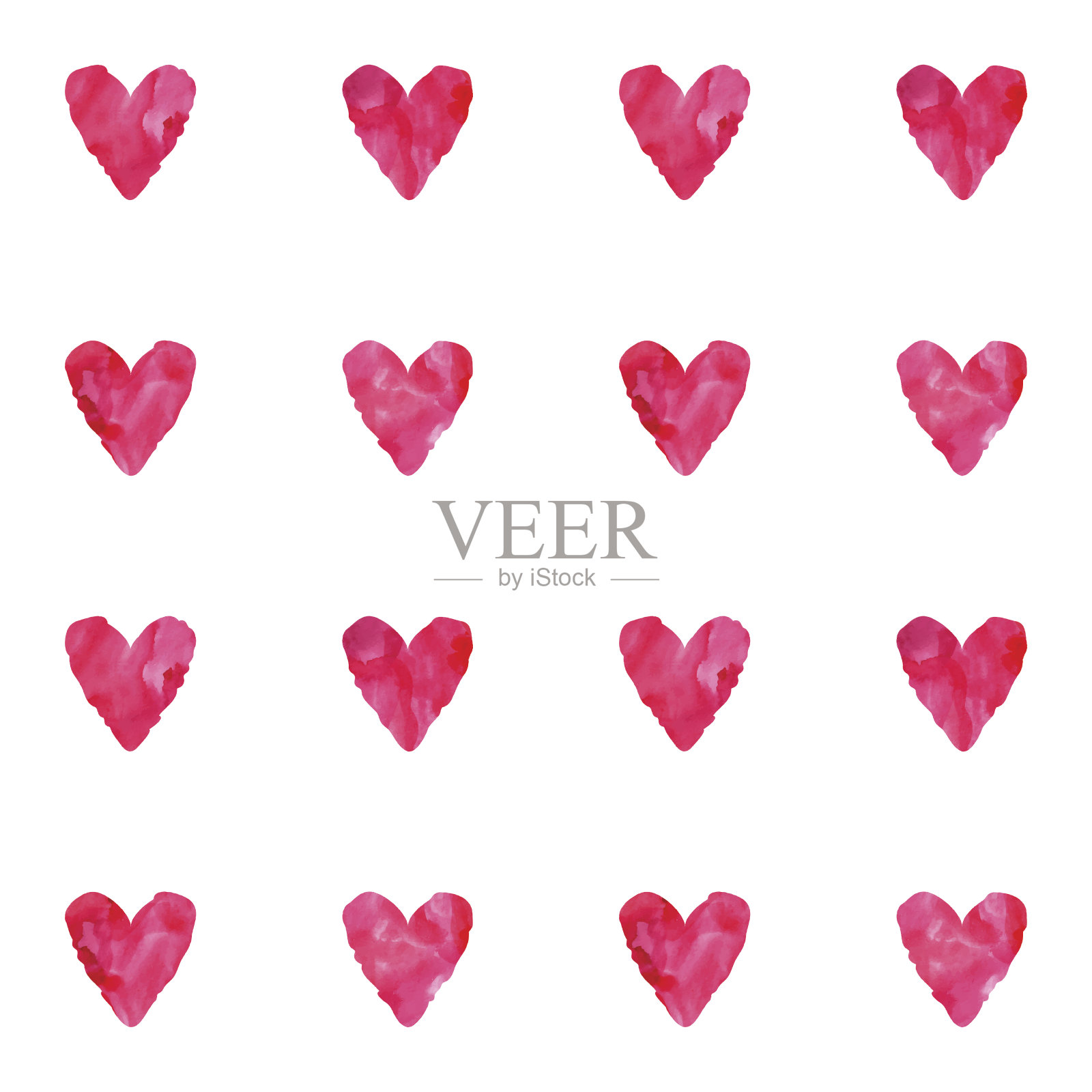 水彩红色复古矢量心无缝模式插画图片素材