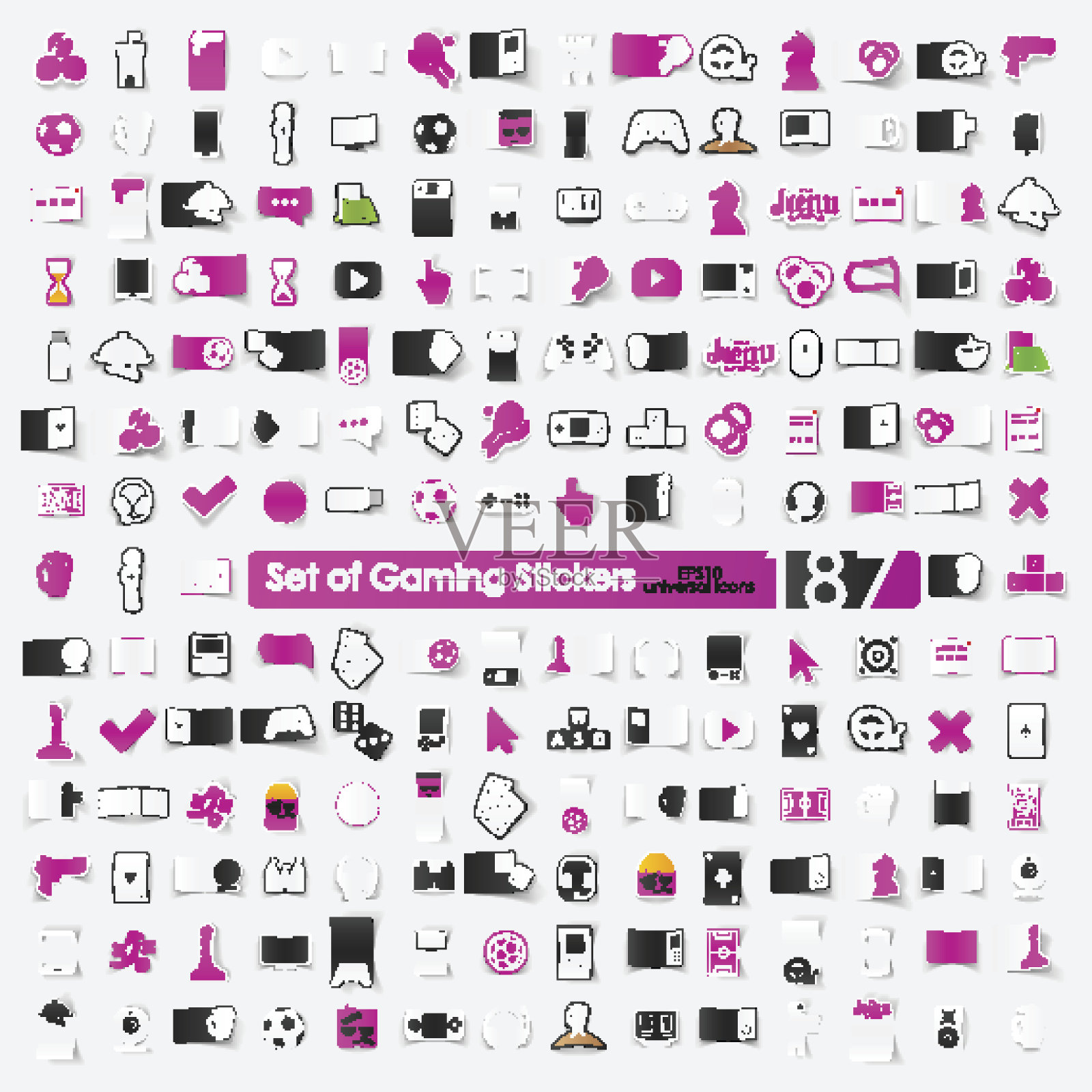 游戏贴纸套装插画图片素材